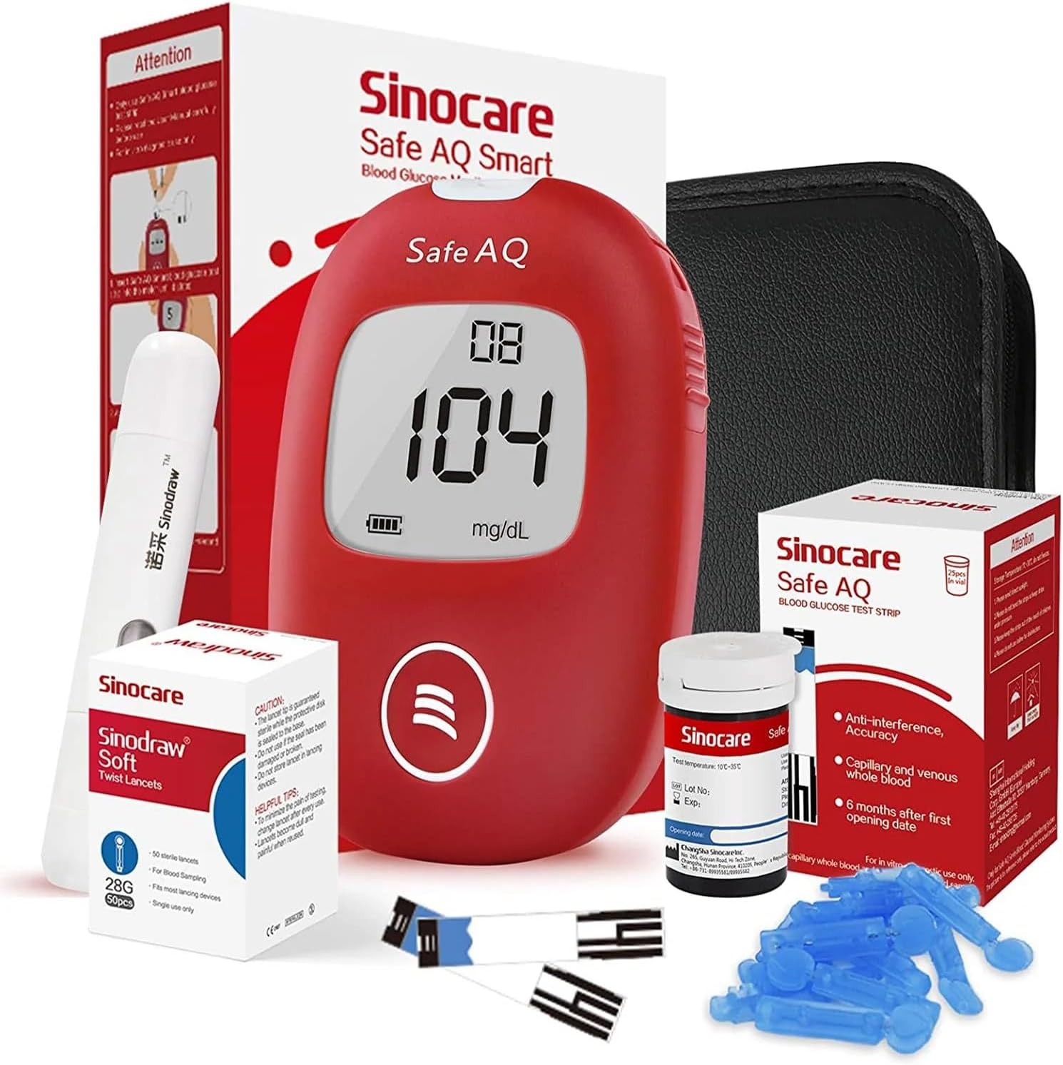 SAFE AQ SMART Blood Glucose Monitor/Machine | With 10 Strips and Lancets, One Lancet Device | No Coding, Measurements of Blood Sugar/Diabetes levels are fast, accurate and reliable