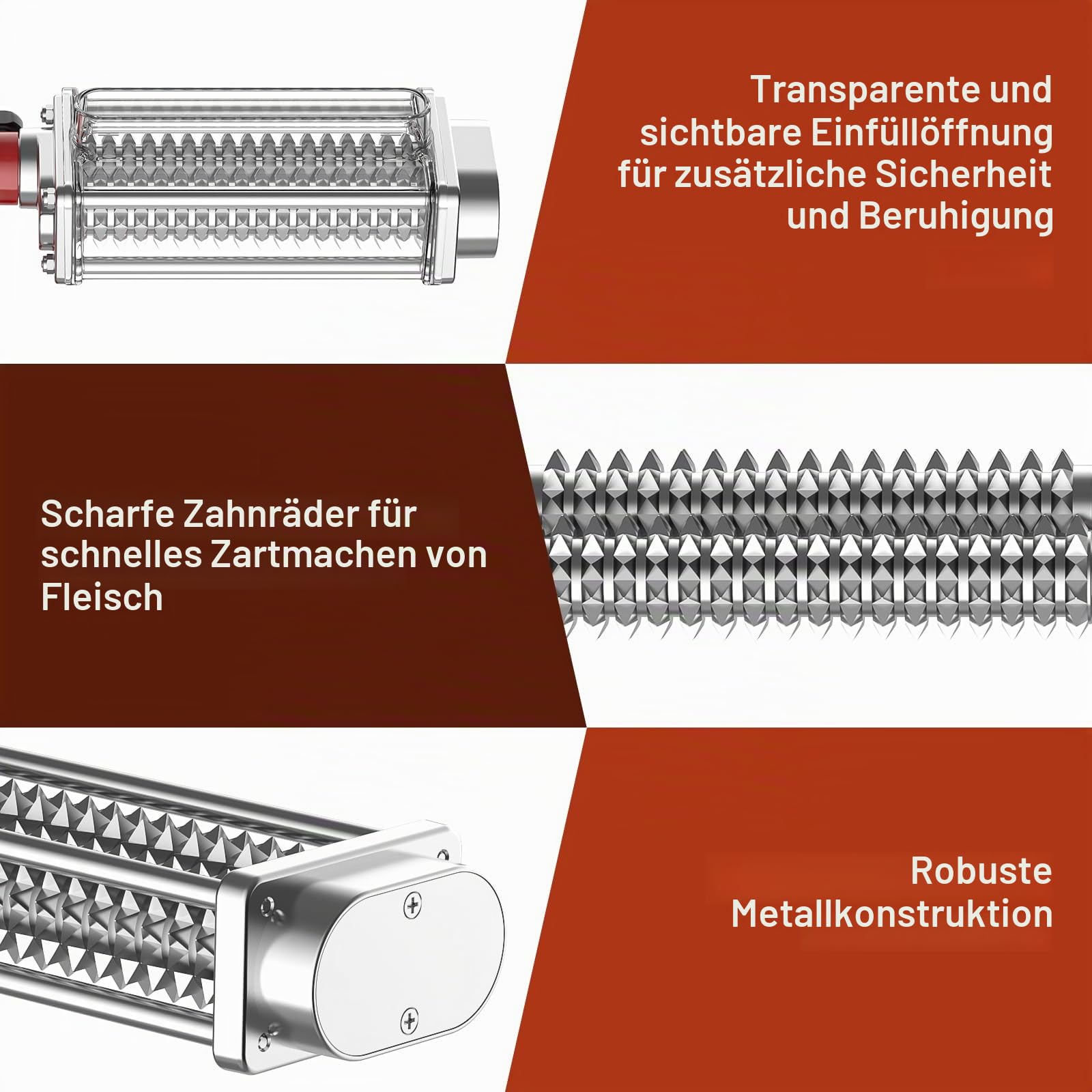 GVODE Fleischklopfer Aufsatz für KitchenAid - Edelstahl-Zahnräder Fleischklopfer, Fleischklopfer Aufsatz für KitchenAid Mixer(Mit Schutzhülle und Reinigungsbürste)
