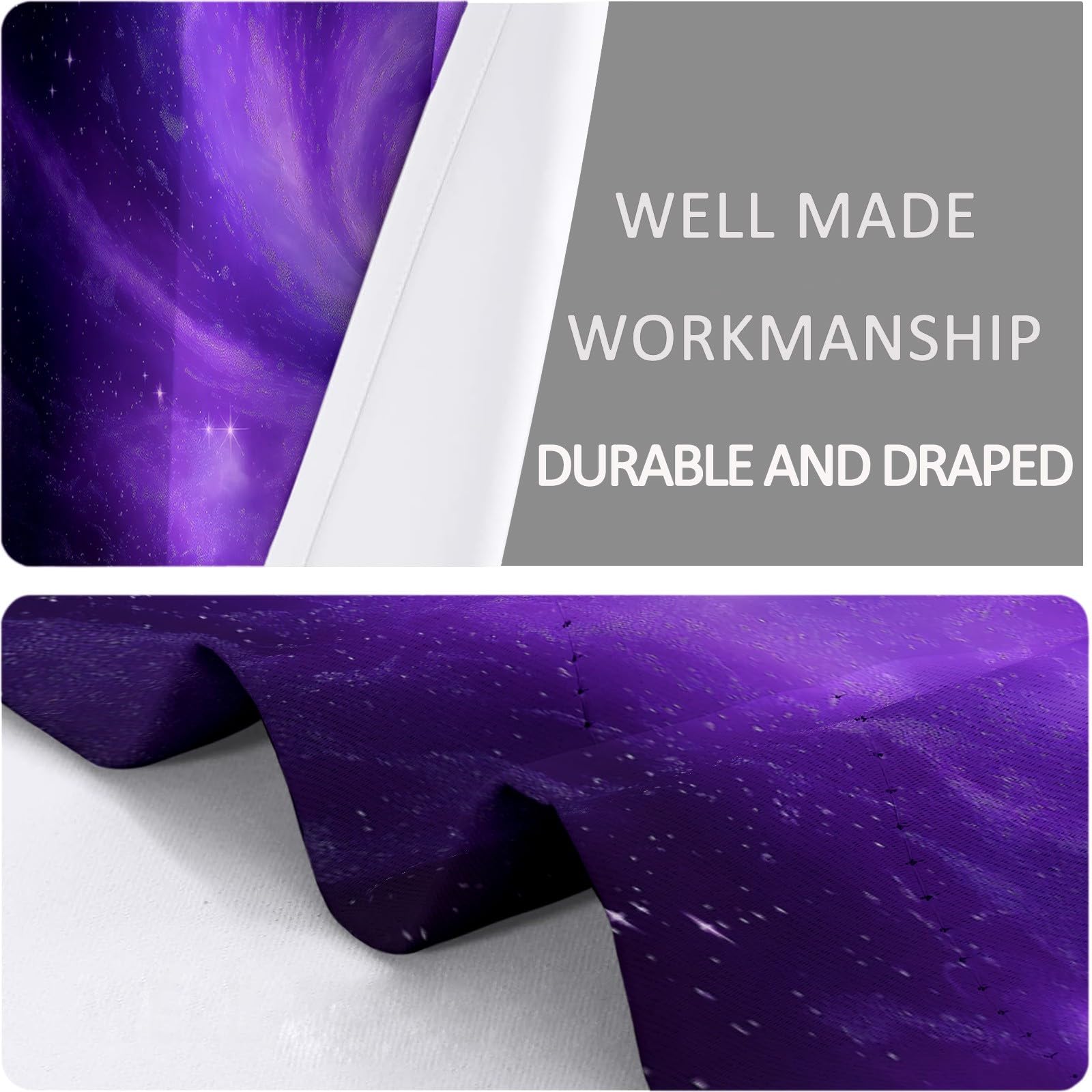 Zasłony zaciemniające Wszechświat Galaktyka Przestrzeń Termiczna Izolacja Zimno Poliestrowe Zasłony z oczkami, nieprzezroczyste dźwiękoszczelne fioletowe do salonu i dekoracji pokoju