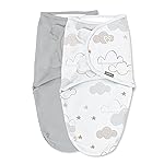 SwaddleMe by Ingenuity Original Swaddle, 100% Cotton, Improves Sleep & Calms Startle Reflex, 0-3 Months, 1.0 TOG, 2-Pack, Baby Swaddle Blanket - Space & Clouds