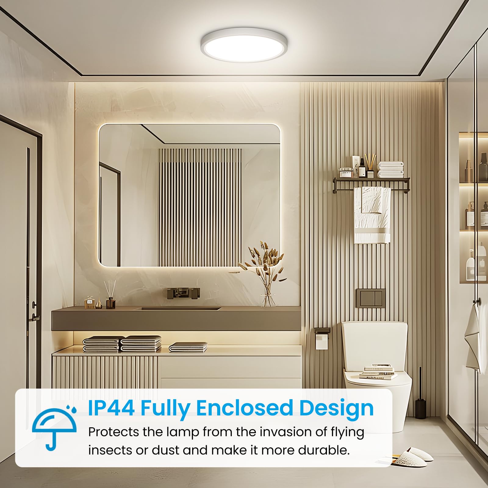 NIBSHOOM Plafoniera LED Soffitto, Lampadario Soffitto 18W, 1800LM 4000K Lampada Luce Moderna per Camera da Letto, Bagno, Cucina, Soggiorno, Ufficio, Balcone, Bianco Naturale, Ø22cm