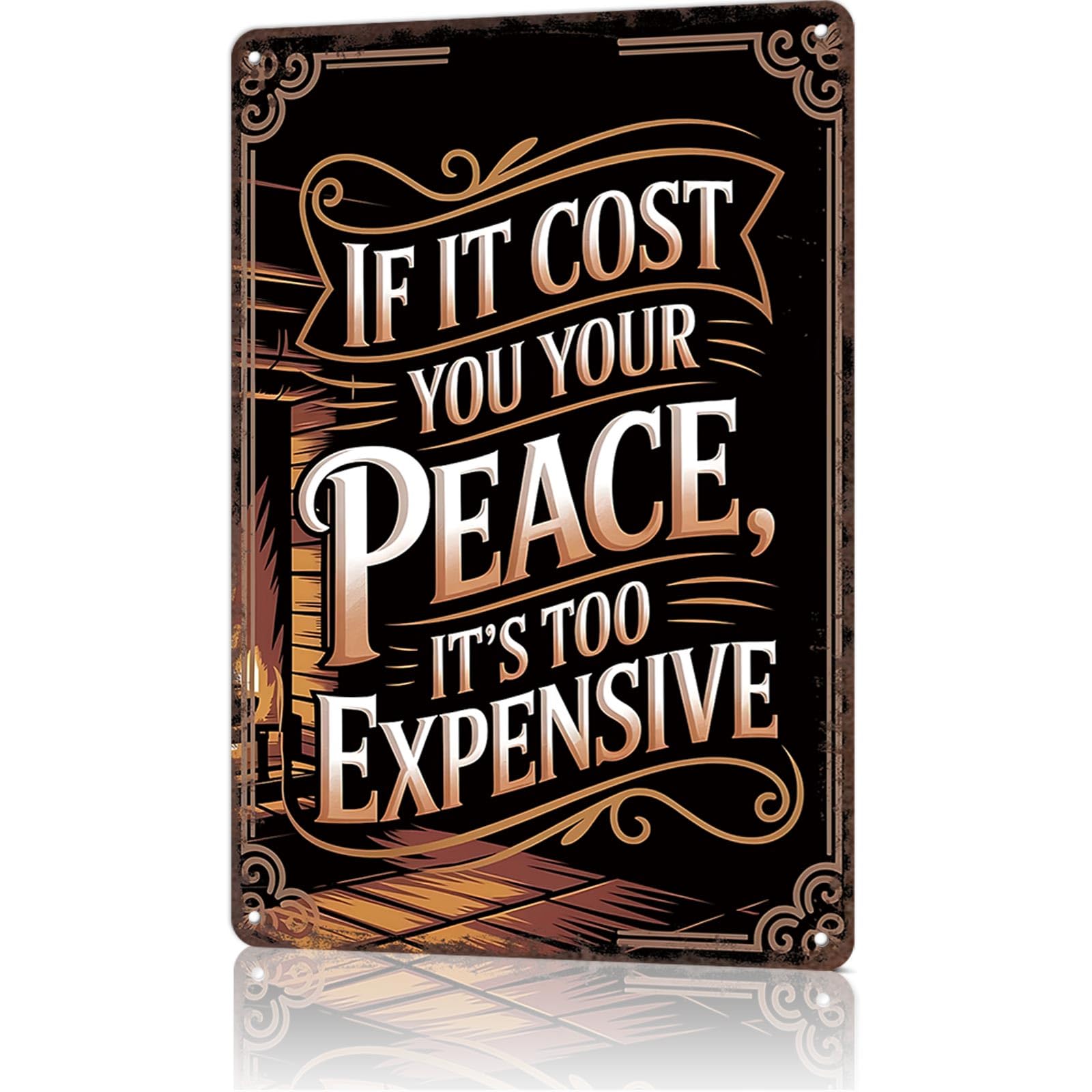 KWQDOZF Funny Metal Sign Peace Is Priceless - Motivational Quote Vintage Tin Signs Poster For Home Room Bedroom Office Decor 8x12inch