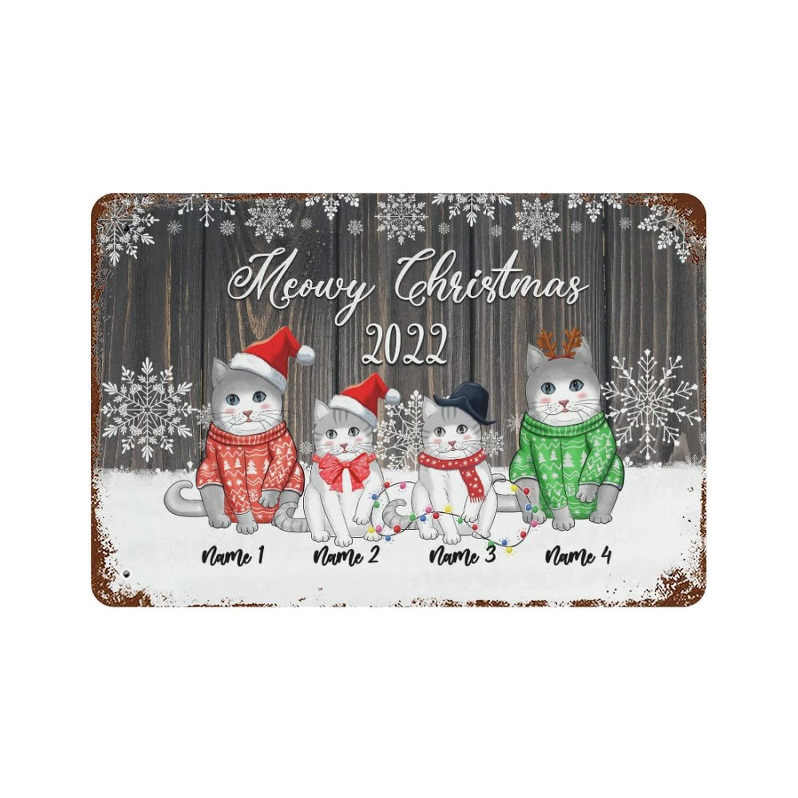 Panneau en étain de Noël avec chats pour décorer votre bar de maison hivernal