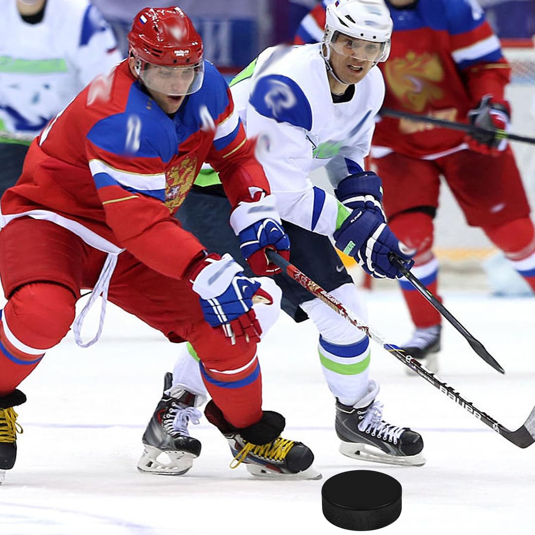 EIHI 2 Pièces Pucks de Hockey de Pratique,Diamètre 3 Pouces/Épaisseur 1 Pouce,Légères Rondelles de Hockey en Mousse pour Entraînement et Entraînement Classique,Intérieur et l'extérieur(Noir)