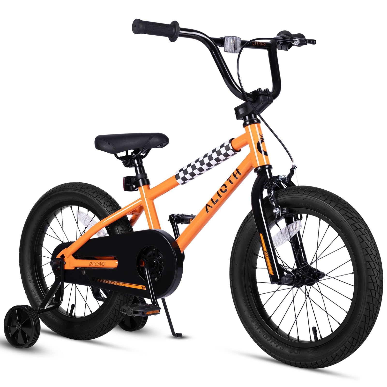 Photo 1 of **FOR PARTS/ MISSING ASSEMBLY PIECES*** vollsch BMX Style Kids Bike for 2-8 Years Old Boys Girls 16 Inches Toddlers Bicycle with Coaster Brake Training Wheels, Orange