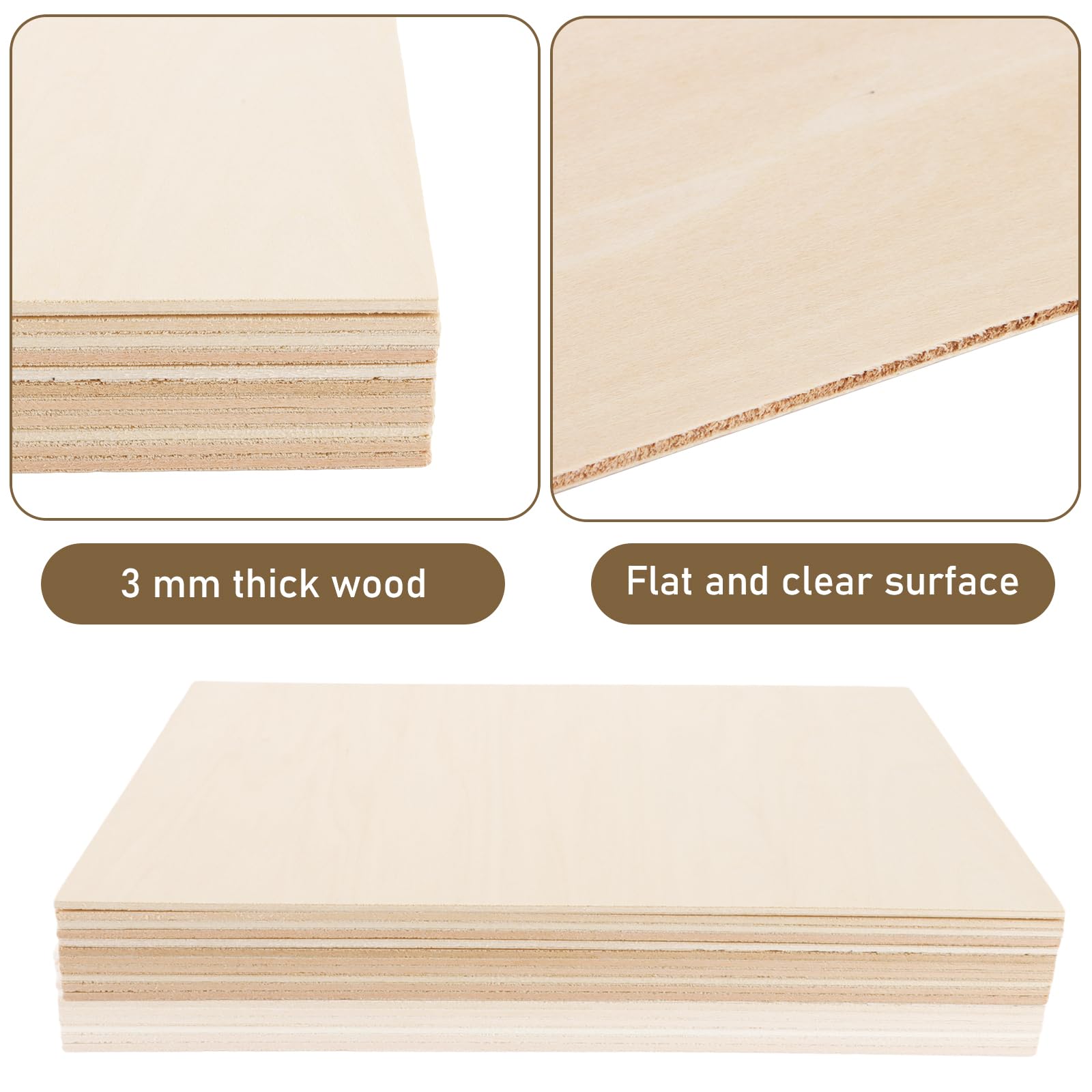 Multiplex houten plaat - 2 mm - 300 x 200 mm - Voor knutselen en doe-het- zelf