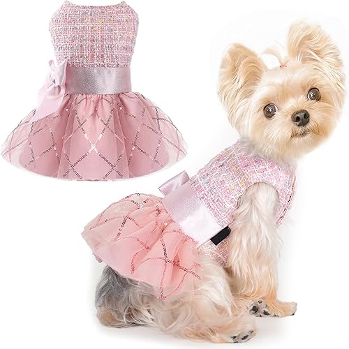 XXS Ropa para perros - Vestidos para perros pequeños - Vestidos de primavera para perros - Teacup Yorkie Chihuahua - Suéter de gato, XXS, rosa