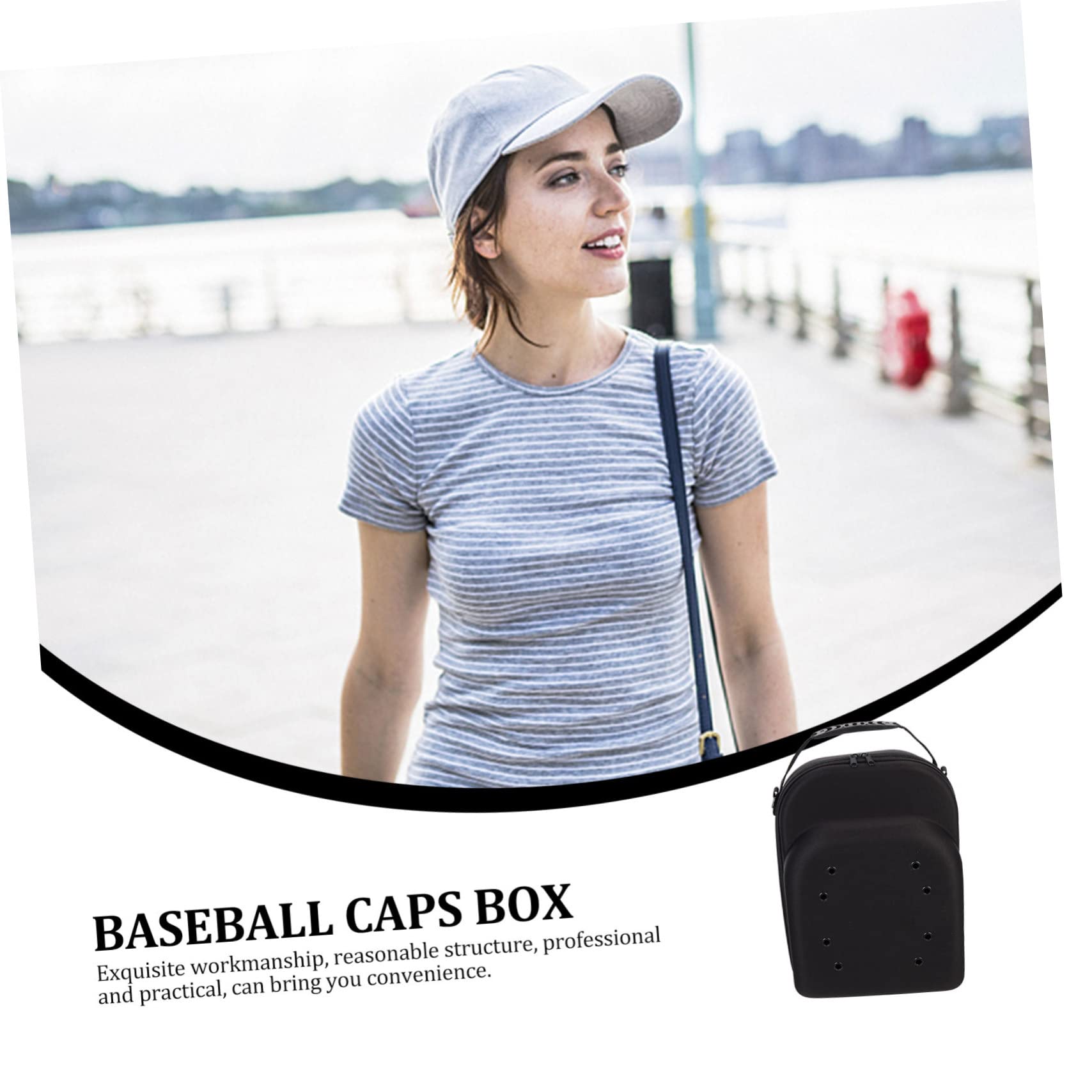 Caja para Sombreros de Viaje de Eva Negro Diseño Transpirable y Cremallera Suave, Estuche Protector Adecuado para Transportar Gorras de Béisbol
