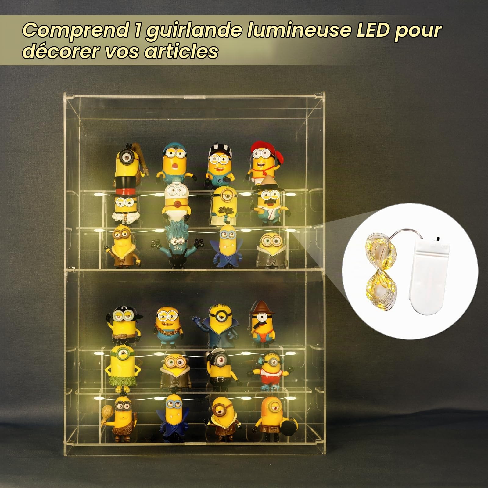 Vitrine pour Collection, 2 étages Vitrine Figurine avec Porte et étagère, Vitrine Acrylique Transparente Boîte Acrylique pour présentation de Figurines , Funko Pop, 12 "Lx6,9 Wx16,7 "H