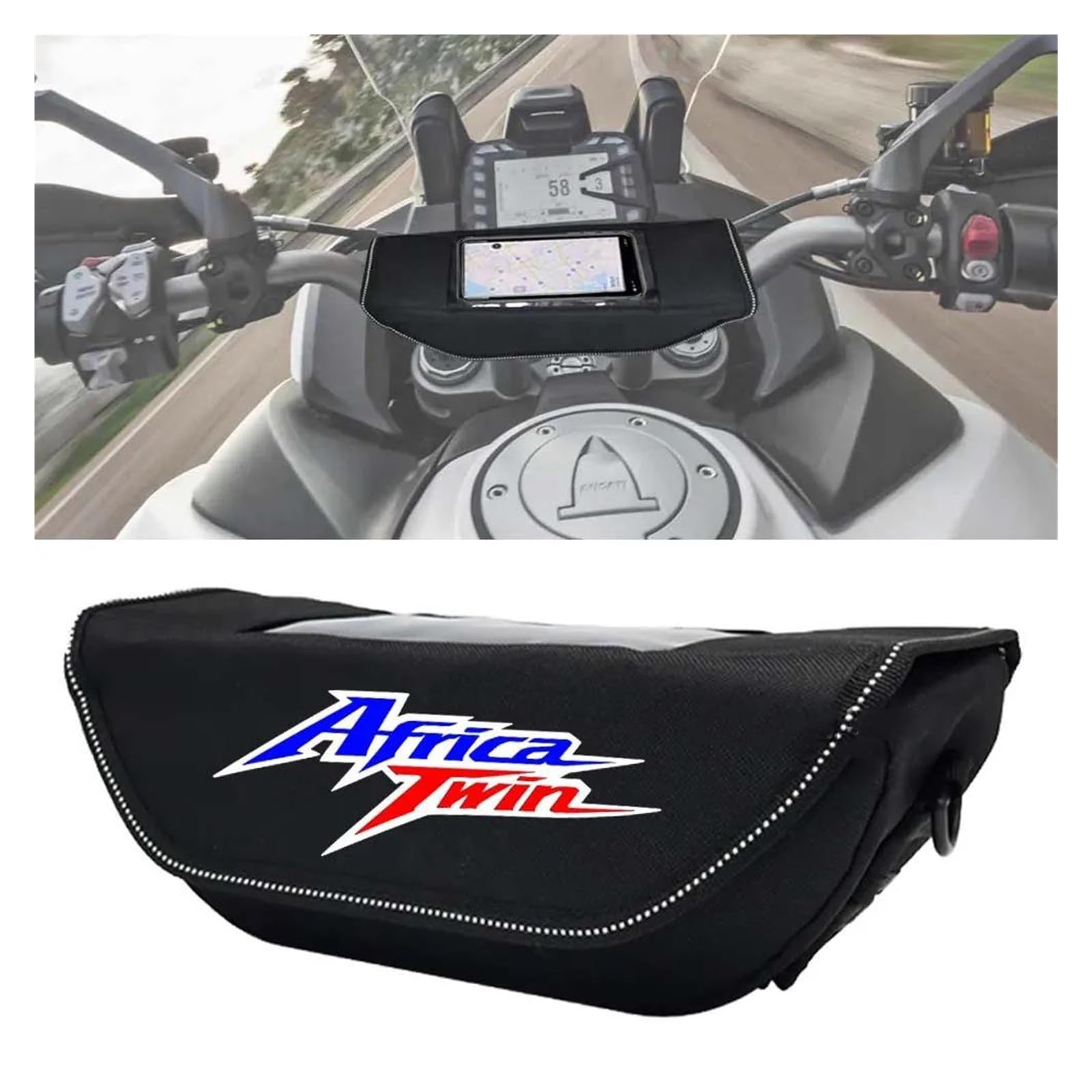 Dla Honda Africa Twin CRF 1100 1000L | Wodoodporna torba na kierownicę z nawigacją podróżną(Black)