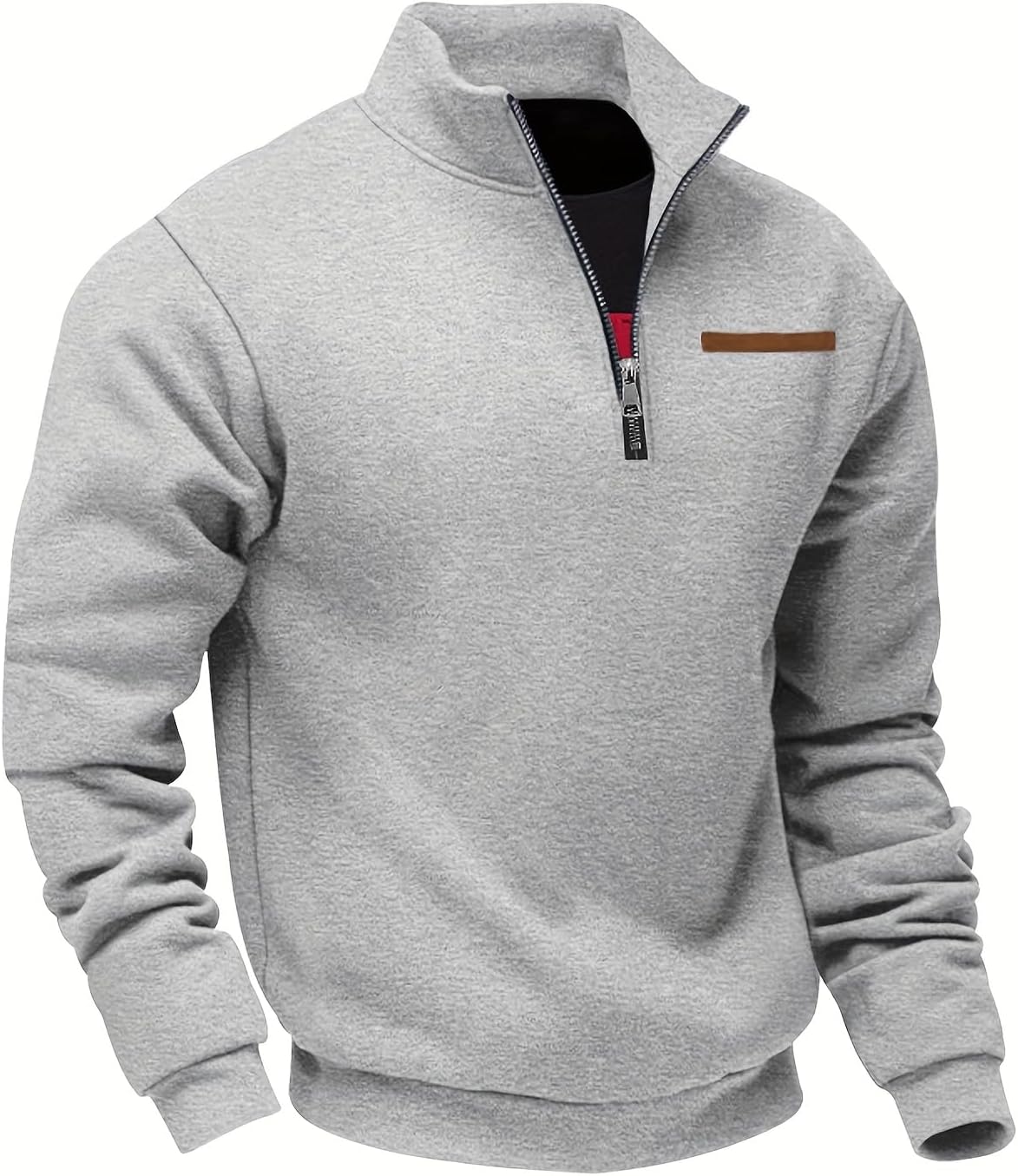 Suéteres masculinos com zíper 1/4, pulôver casual de gola alta, moletom quente outono inverno