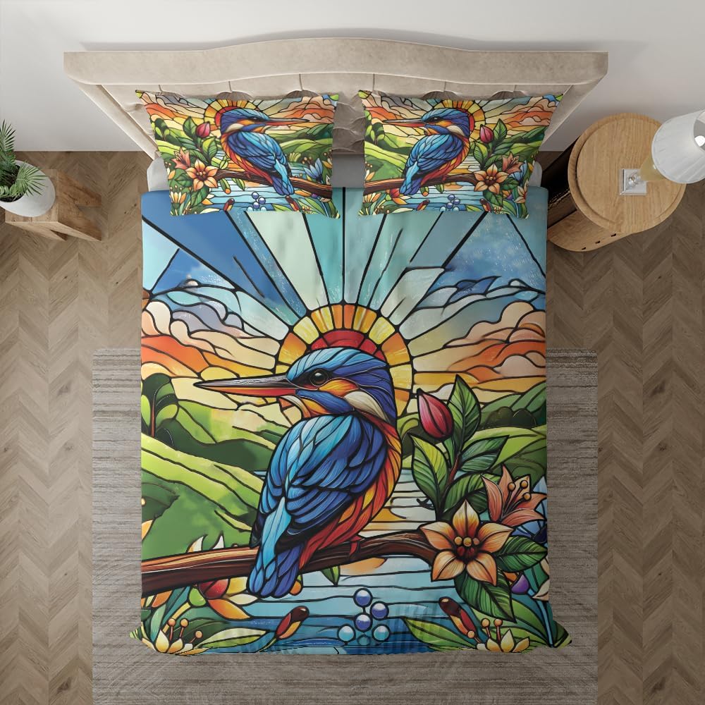 ThuhaTree Store Kingfisher Bird Bedding Set, Gift for Kingfisher Lovers (Style 2)