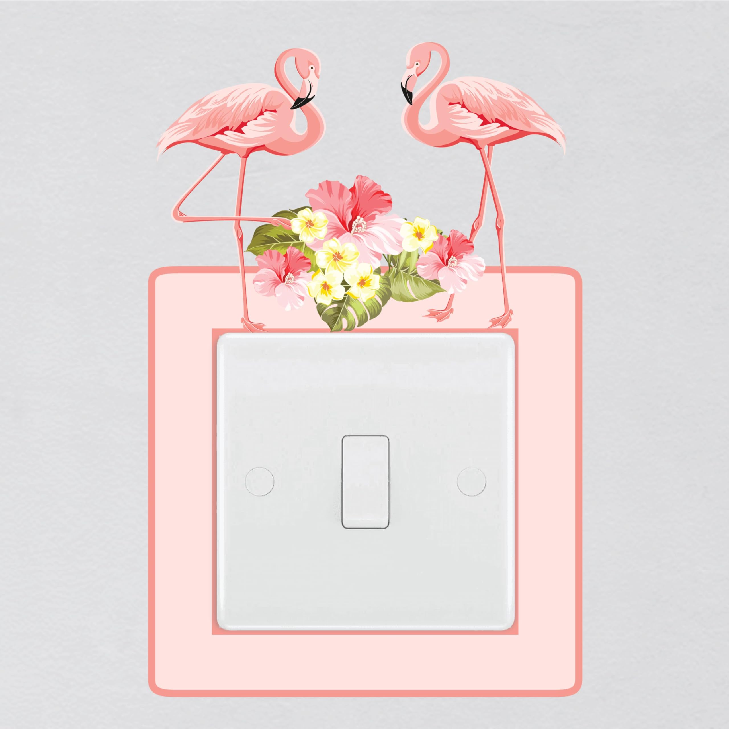 My Pixel Print Girls White Flamingo Light Switch Surround Sticker Cute Nursery Childrens Room Decal Wall Art Sticker Vinyl Kids Boys Bedroom Room Decor
