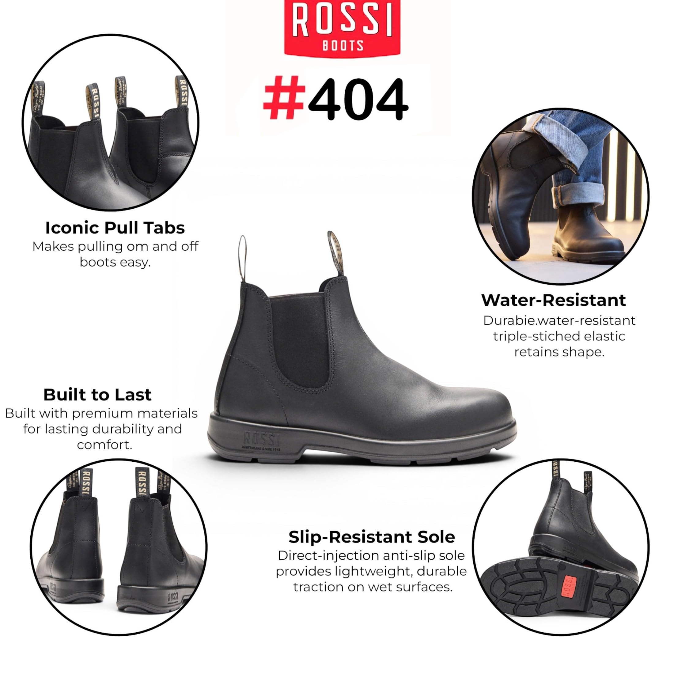 Rossi 404 skórzane australijskie buty outdoorowe Chelsea - Spinifex