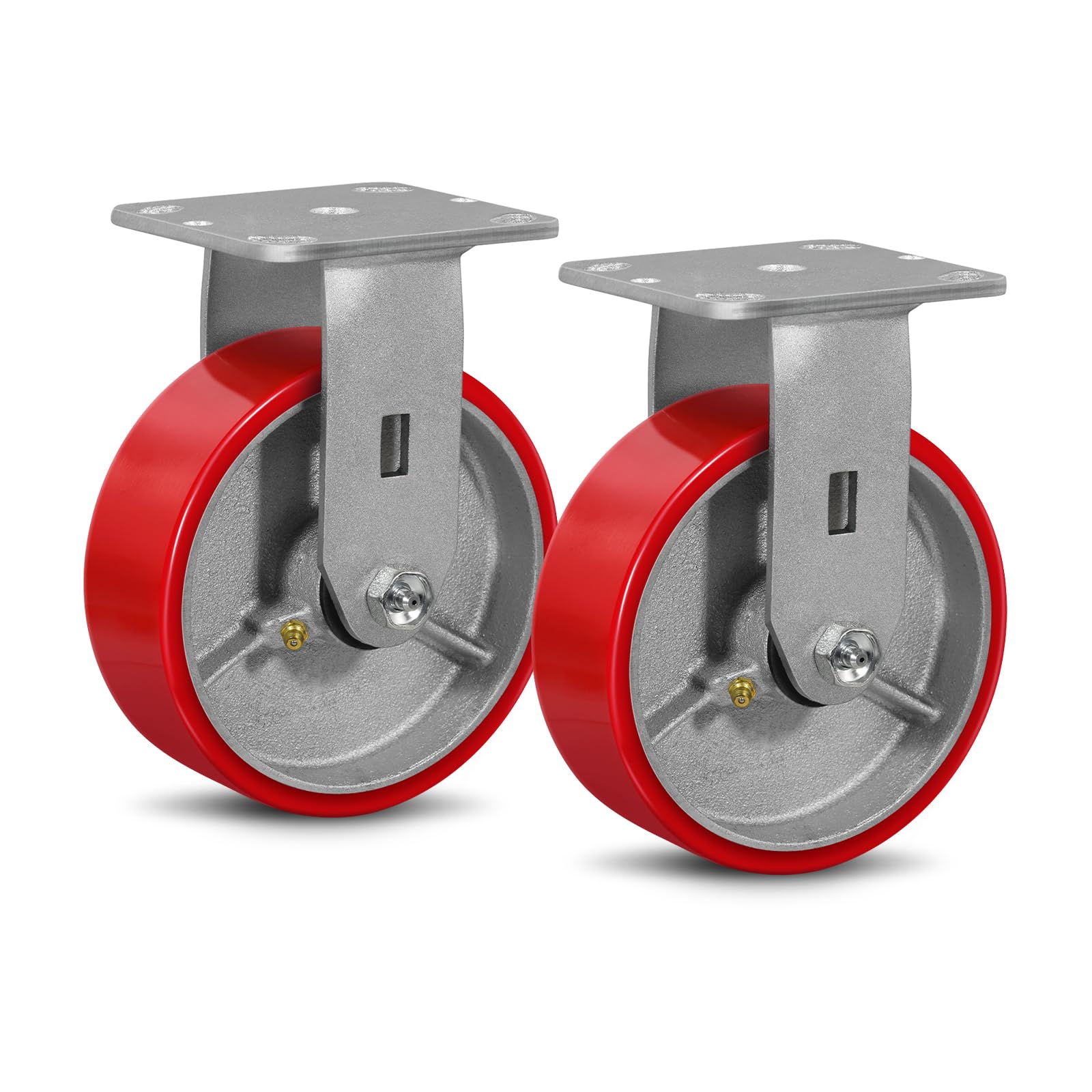 LONGRUNFORU 6" X 2" Industrial Rigid Caster Heavy Duty,Load Capacity 1200lbs, No Noise Polyurethane Wheel on Steel Hub for Toolbox Workbench (2 Pack)