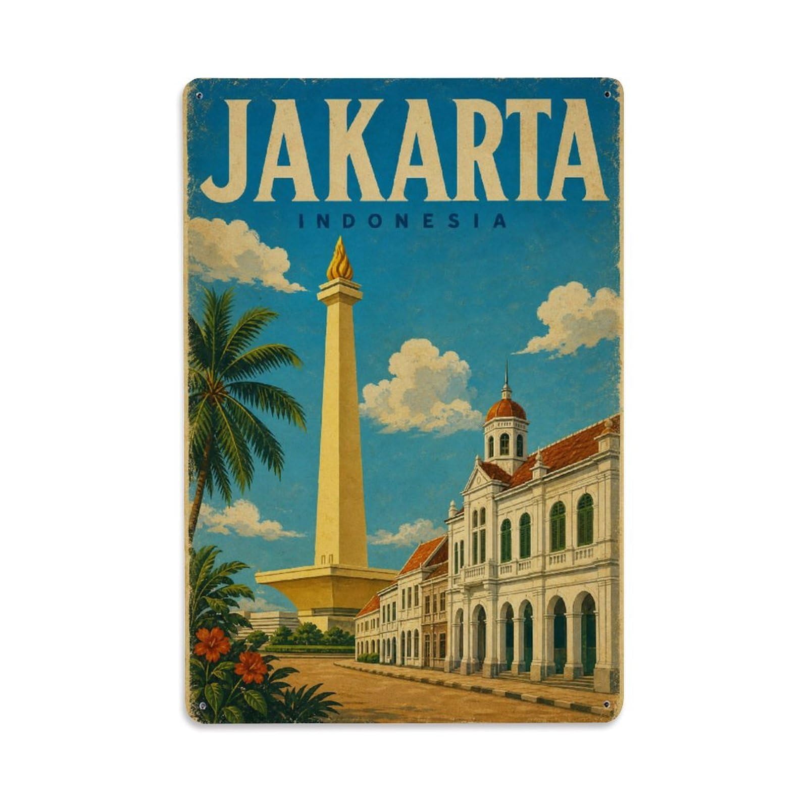 Metal Tin Sign Retro Travel Indonesia Jakarta
