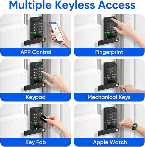 Miniatura 2 de Cerradura de puerta inteligente con teclado con asa, cerrojo de entrada sin llave para puerta delantera, cerrojo de bloqueo automático inteligente