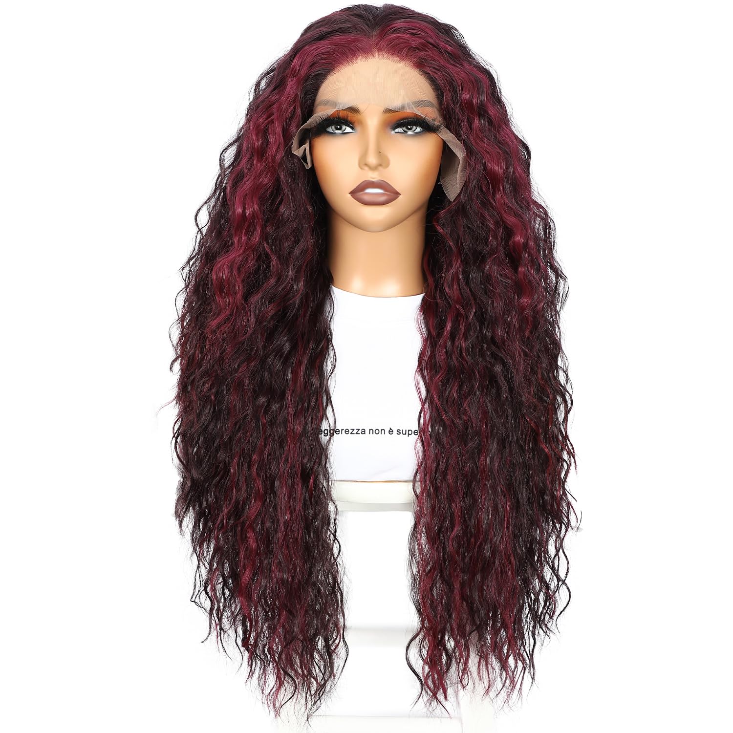 SOMIARIK Curly Lace Front Layered Wigs Violet Synthetic 13X3 Lace Front Wig for Women Pre plucked with Single Bleached Knots Natural Looking Daily Wear Party Christmas Halloween Heat Resistant 26 Inch