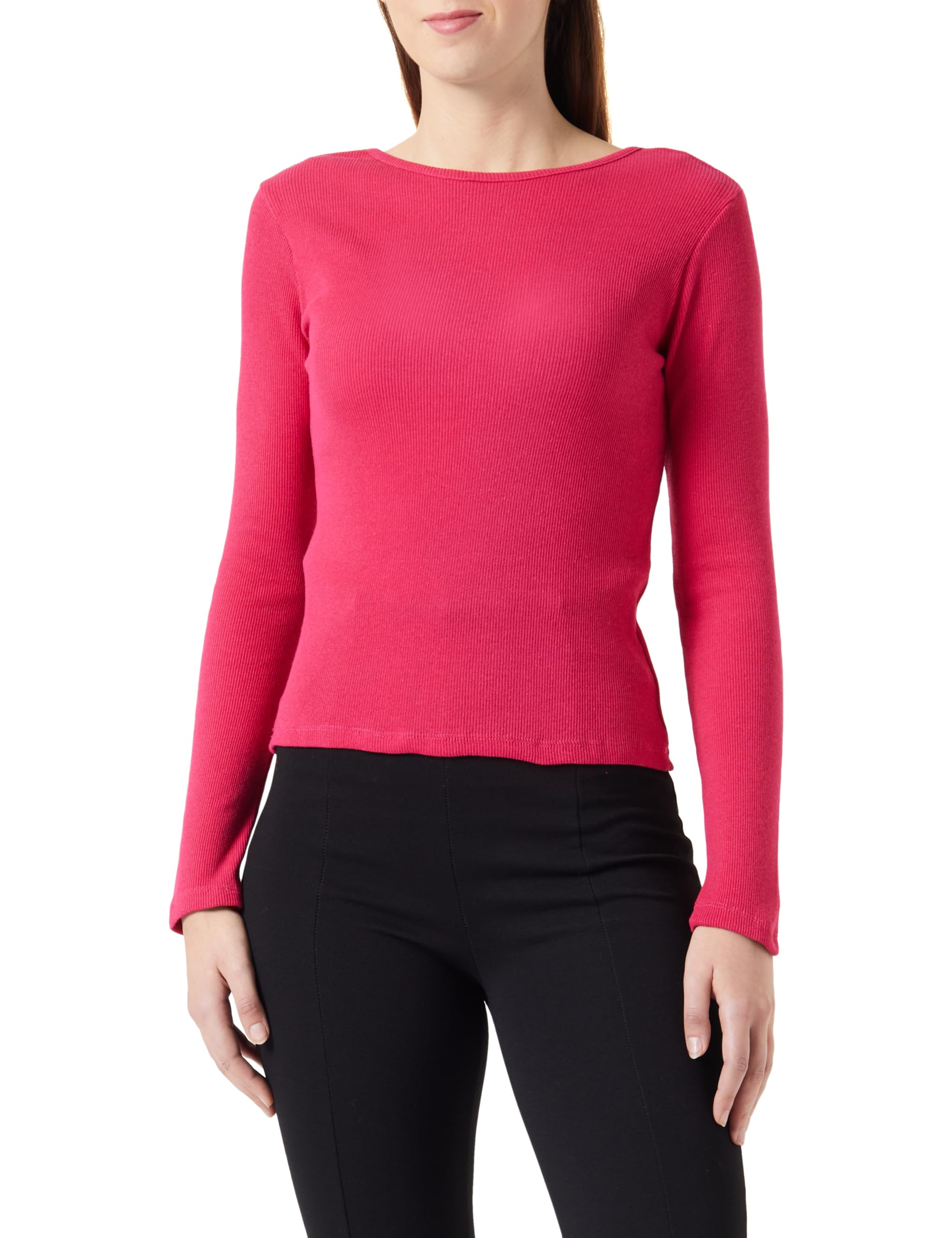 TRENDYOL Women's Striped Long Sleeve Slim Blouse, Fuchsia, M