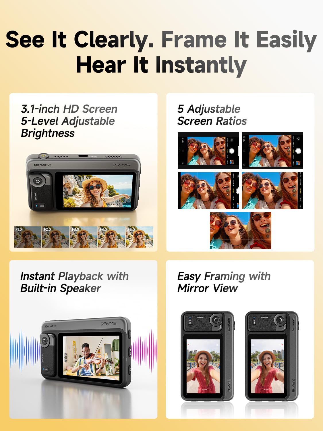 Amazon.co.jp: 7RYMSスマホ自撮りモニター【4K 60fps リモコン付属