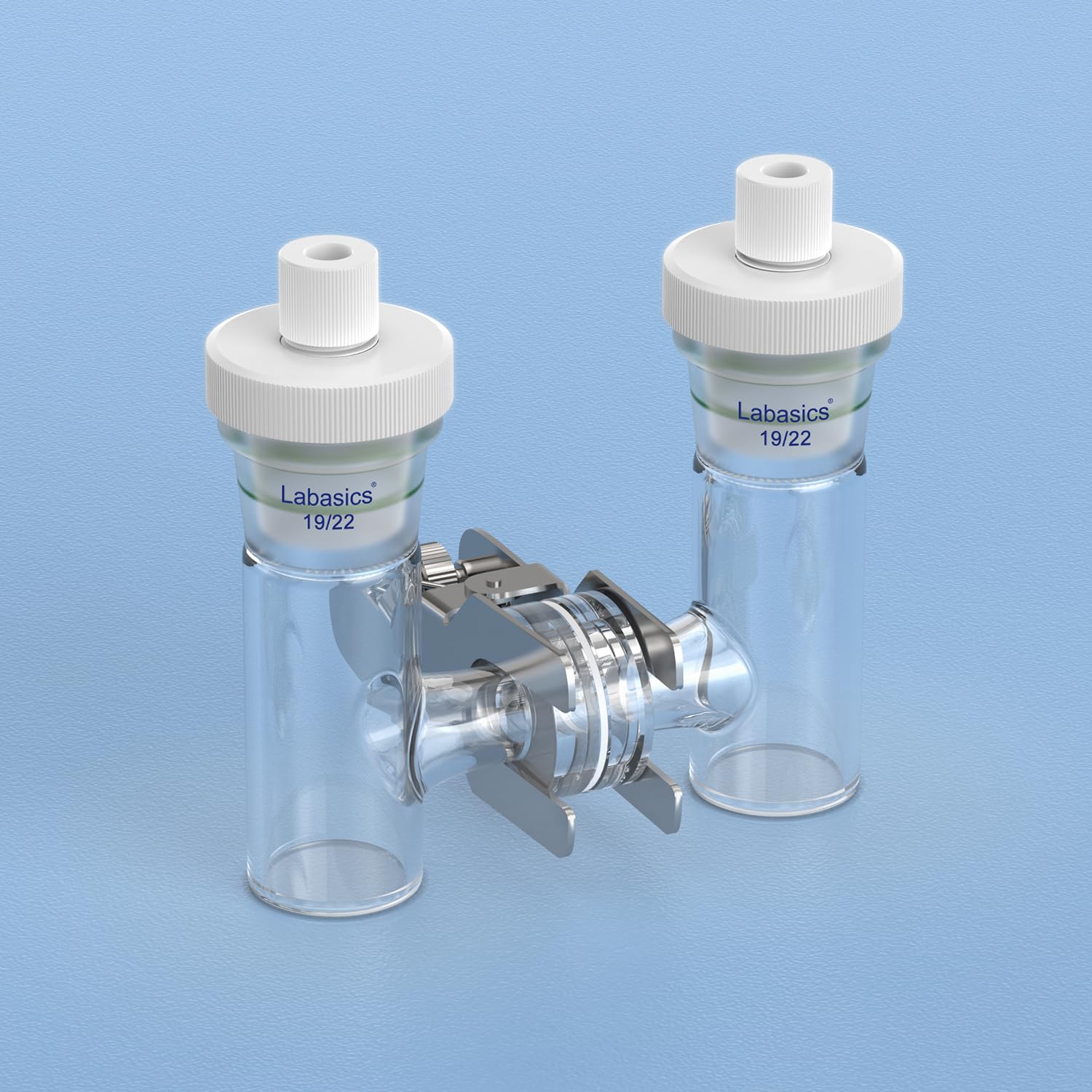 Labasics Celdas Electroquímicas H-Type, Vidrio Borosilicato Reemplazable Doble Celda con Membrana de Intercambio Iónico Reactor Tubular Sellado para Electroquímica, 10 ml