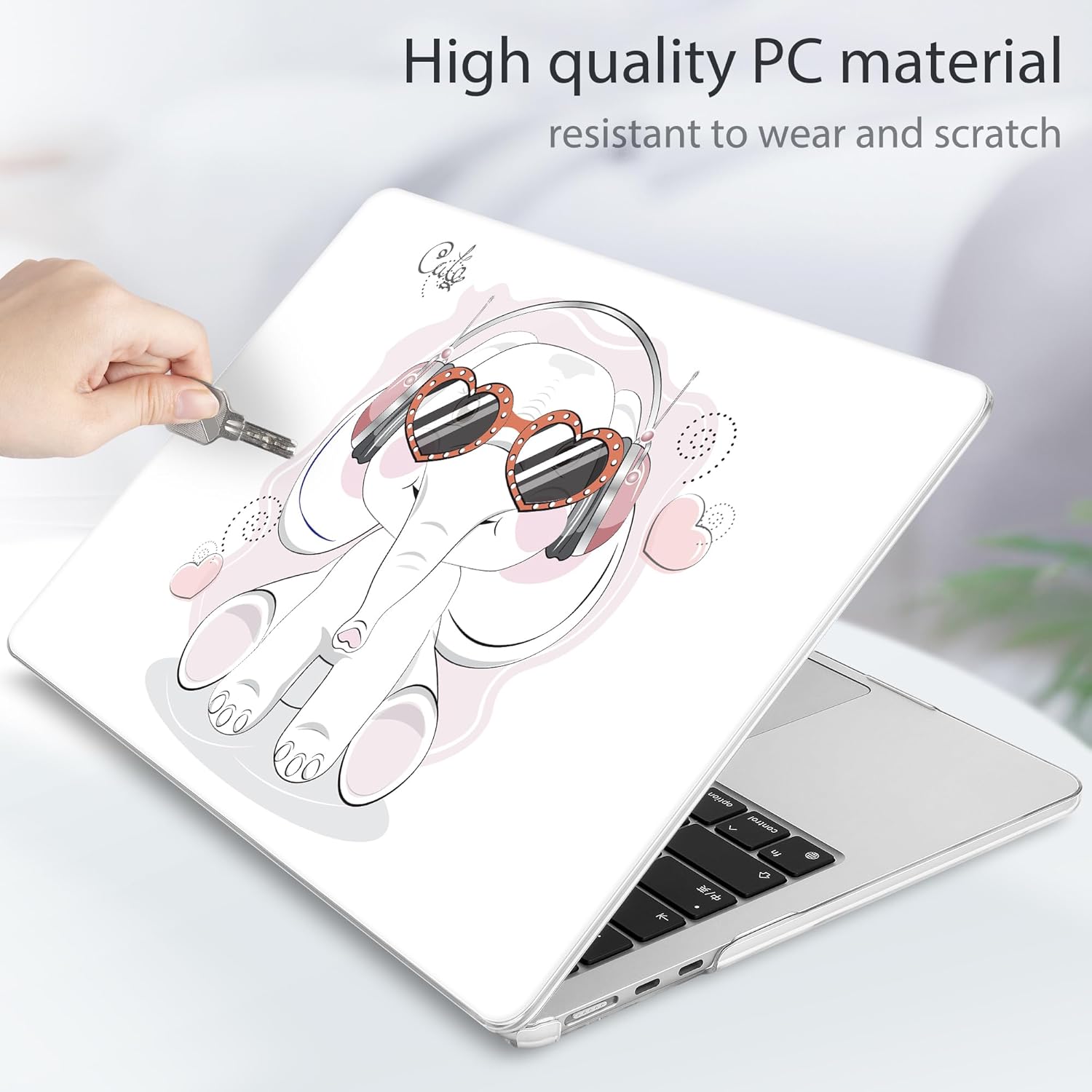 Tuiklol for 2025 2024 2023 MacBook Air 15 inch Case M4 M3 M2 Chip, Model A3241 A3114 A2941 Hard Shell Case with Keyboard Cover & Screen Protector for MacBook 15.3'' Cover, Lovely Elephant - Image 6