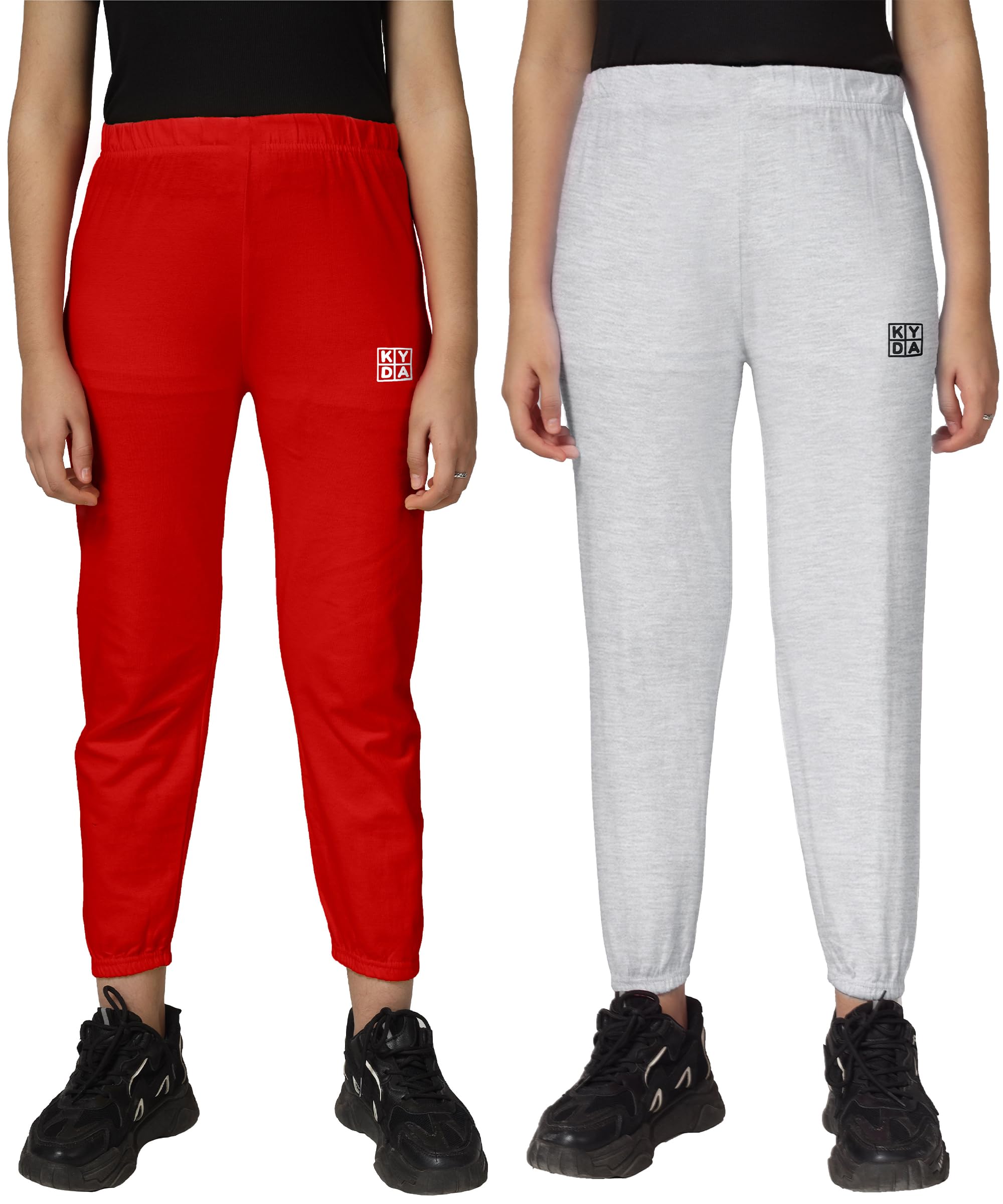 KYDA KIDS Mädchen Sporthose mit mittlerer Leibhöhe, 100% Baumwolle, normale Passform, 2 Stück