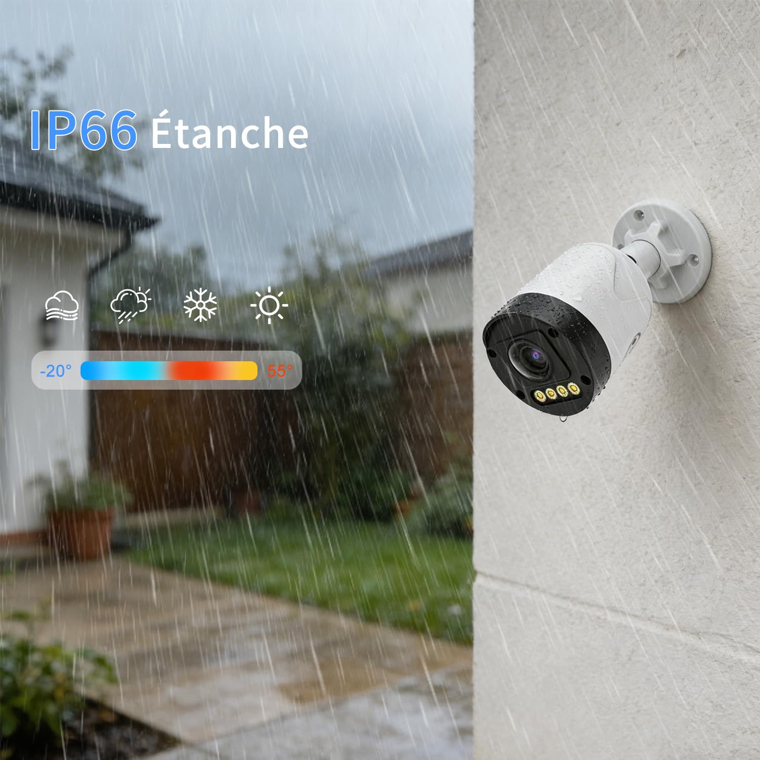 5MP Caméra de Surveillance Extérieure PoE, Caméra IP Extérieure avec Détection Personne/Véhicule, Vision Nocturne IR 30m, Etanche IP66(NO WiFi)