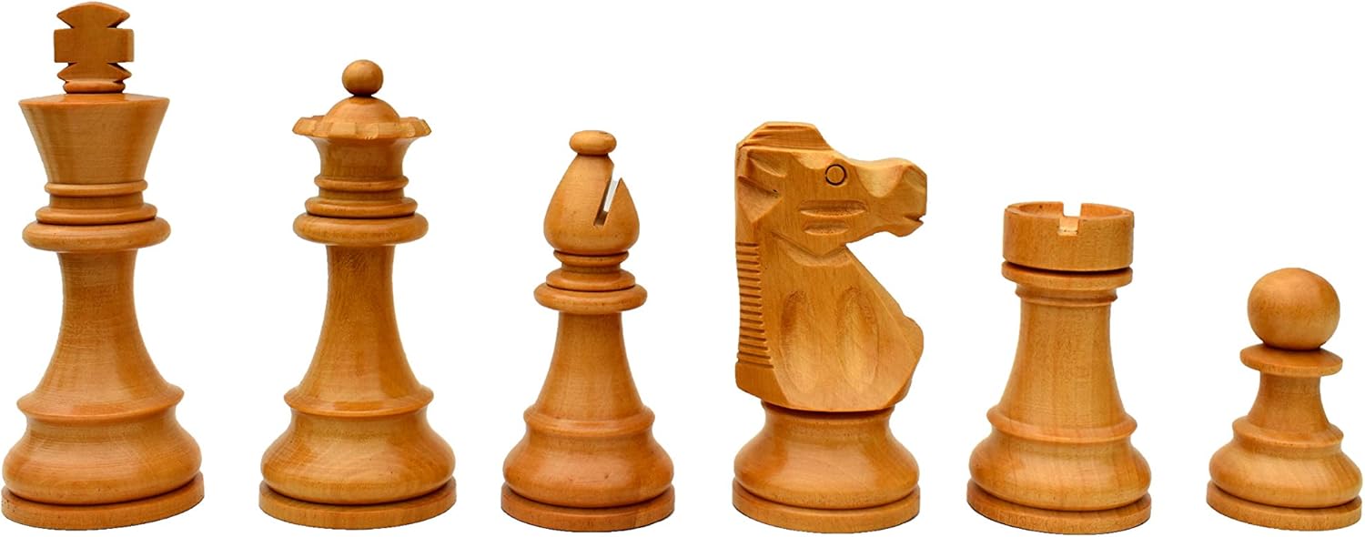 The Chess Empire-The French Lardy 3.75" Boxwood & Ebonized Staunton Wood Chess Pieces only Set