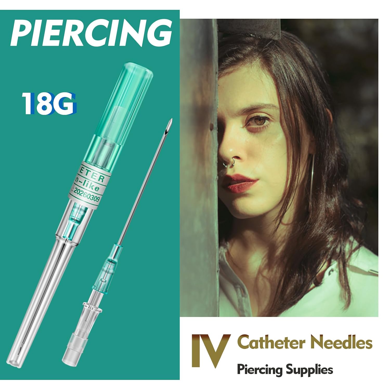 Catheter Piercing Needles 10Pcs - Rayyl 18 Gauge Piercing Catheter Needles Disposable for Ear Nose Belly Lip Tongue Piercing Kit Piercing Supplies (18G-10pcs)
