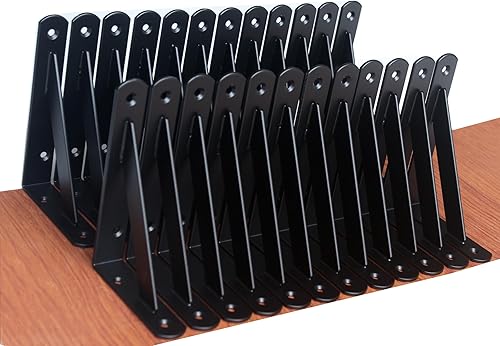 Vista 57 de Paquete de 4 soportes de estante resistentes de 8 pulgadas de largo x 6 pulgadas de alto con tornillos, soportes de estante de metal, soportes