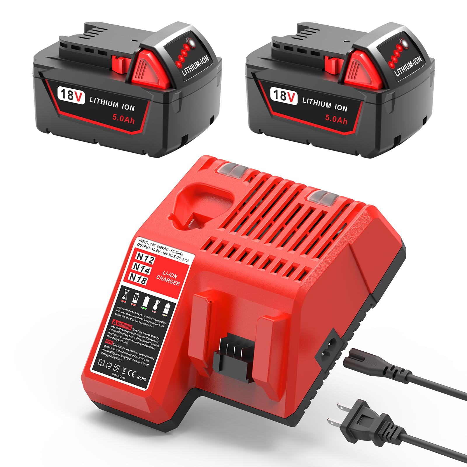3-pack Milwaukee M18 B5 / 4932430483 accu's (18 V, 5.0 Ah, origineel) Milwaukee
