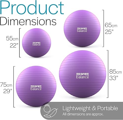 Miniatura 7 de Core Balance Pelota de embarazo con bomba de aire, ideal para yoga prenatal, pilates y ejercicios de maternidad, se dobla como silla de oficina,