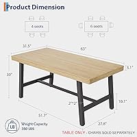 Vista 2 de GarveeHome Mesa de Comedor Industrial para 4-6 Personas, Mesa de Cocina de Madera de 63" de Largo con Marco de Metal Resistente y Acabado de Madera