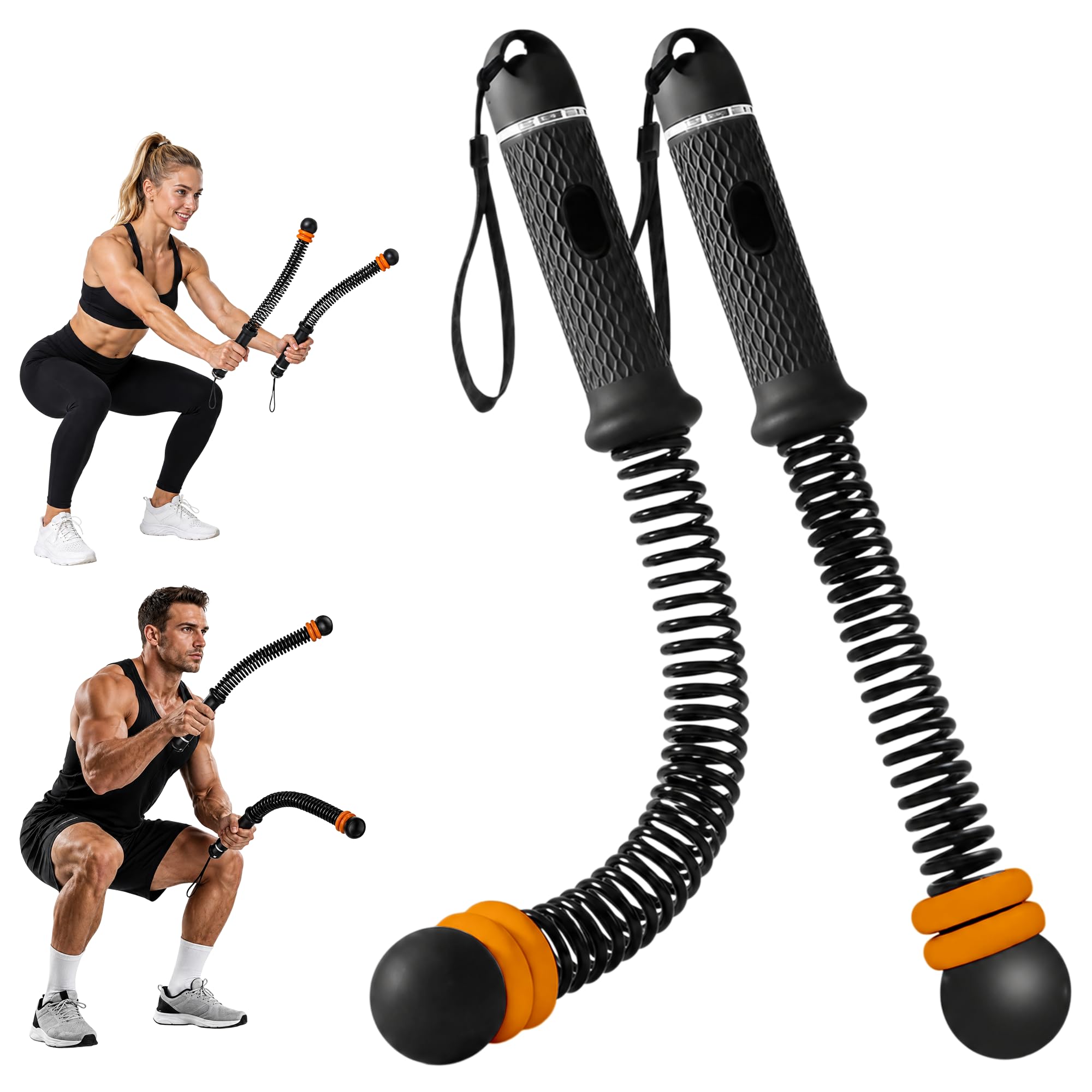 MOVENFIT Adjustable Ropeless Battle Ropes 55 LBS for Home Gym, Portable Cordless Workout Equipment, Non-Slip Handles for HIIT Cardio, Strength Training & Full-Body Exercise for Men & Women