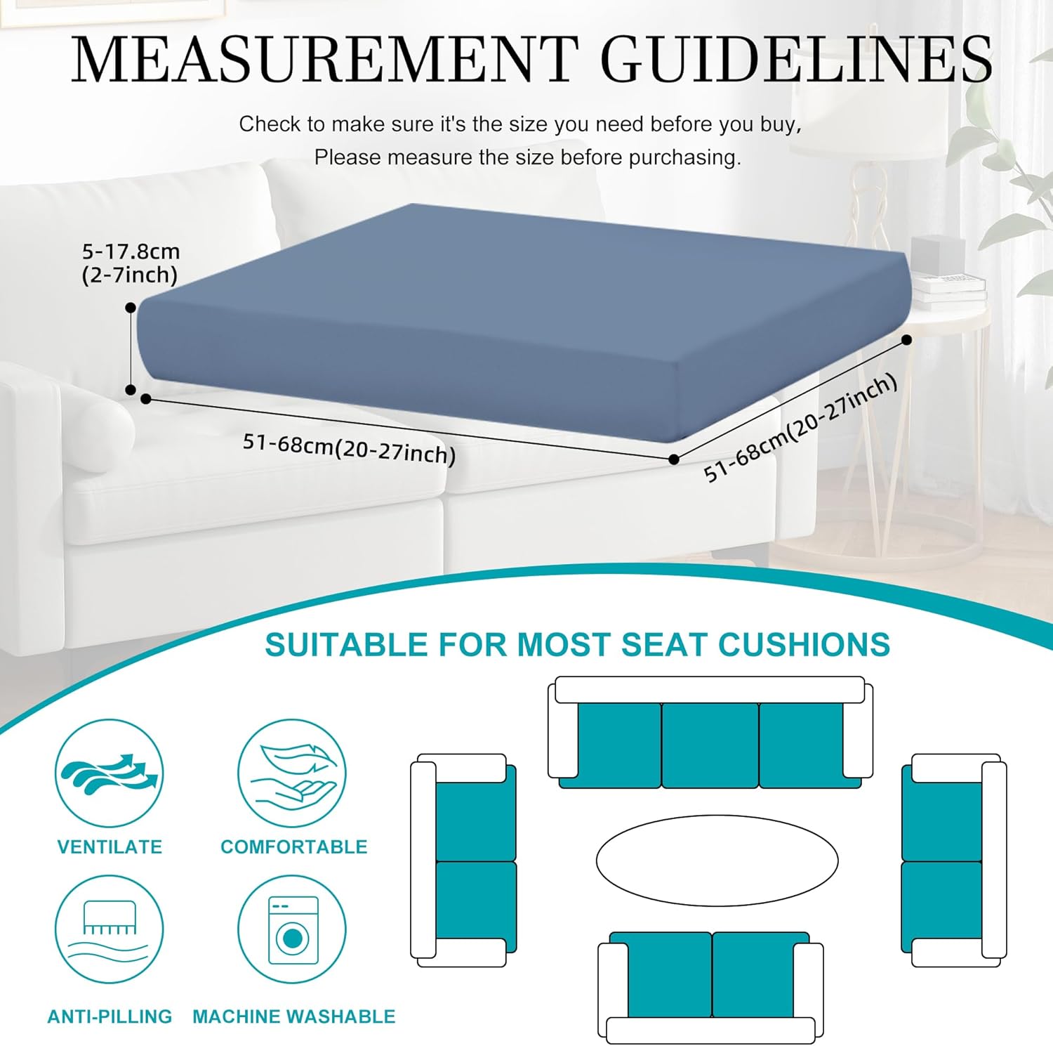 12 Pcs Stretch Patio Cushion Covers,Outdoor Couch Covers Replacement,Outdoor Couch & Sofa Slipcovers,for Patio Furniture Cushion Covers,Washable Reusable Furniture Protector (Gray Blue,Cover Only) thumbnail