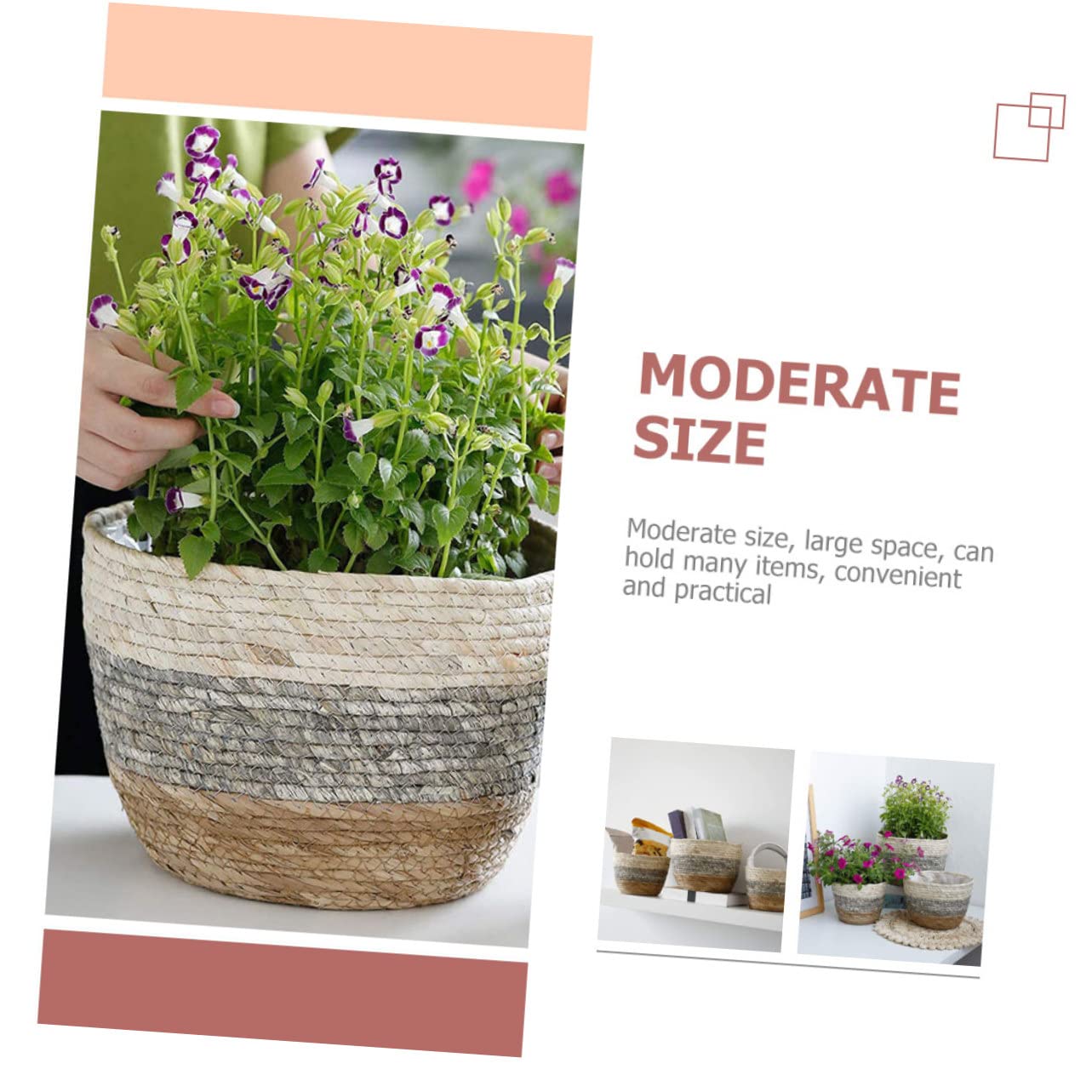 Sommerurlaub Korb Geflochten Großformat aus Weide als Pflanzkorb Hängend für Garten und Balkon 2 Stück Handgeflochtener Mehrzweck Gewebekorb für Blumen und Pflanzen