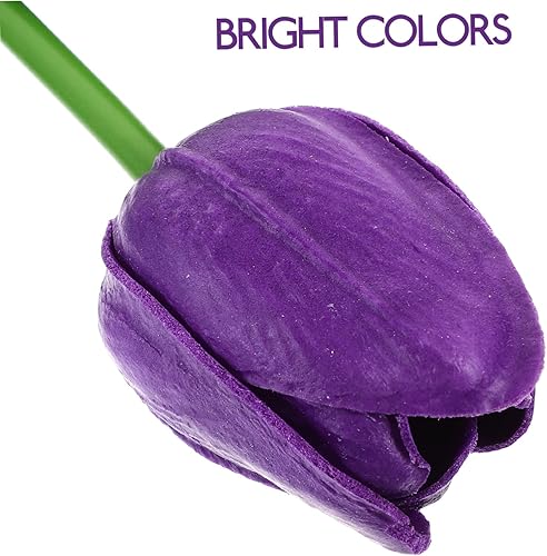 Miniatura 2 de Ramo de flores falsas, 12 unidades, tulipán, flores artificiales, ramas cortas, tulipanes sintéticos, decoración de tulipanes