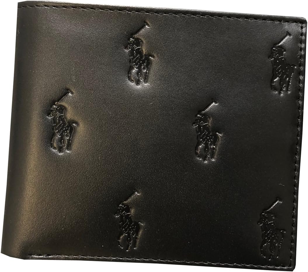 POLO RALPH LAUREN Wallet Leather All Over Pony Print Black Bifold