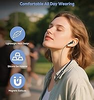 Vista 7 de Hmusic Auriculares inalámbricos A3 OTG con banda para el cuello, Bluetooth 5.4, 35 horas de reproducción, controlador de 0.472 in, 3 modos