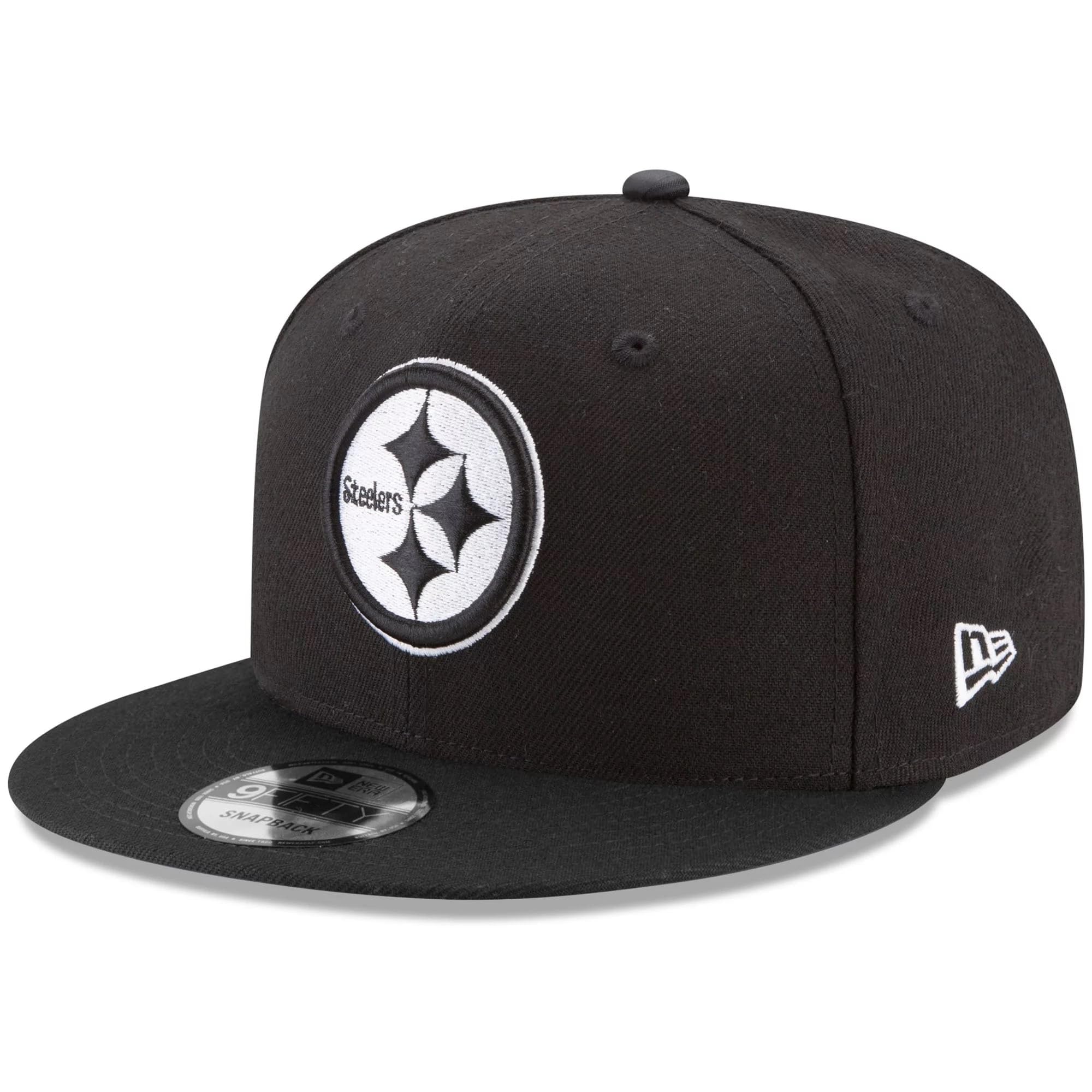 New Era NFL 9FIFTY Black White Adjustable Snapback Hat Cap One Size Fits All, Pittsburgh Steelers, One size — image 1