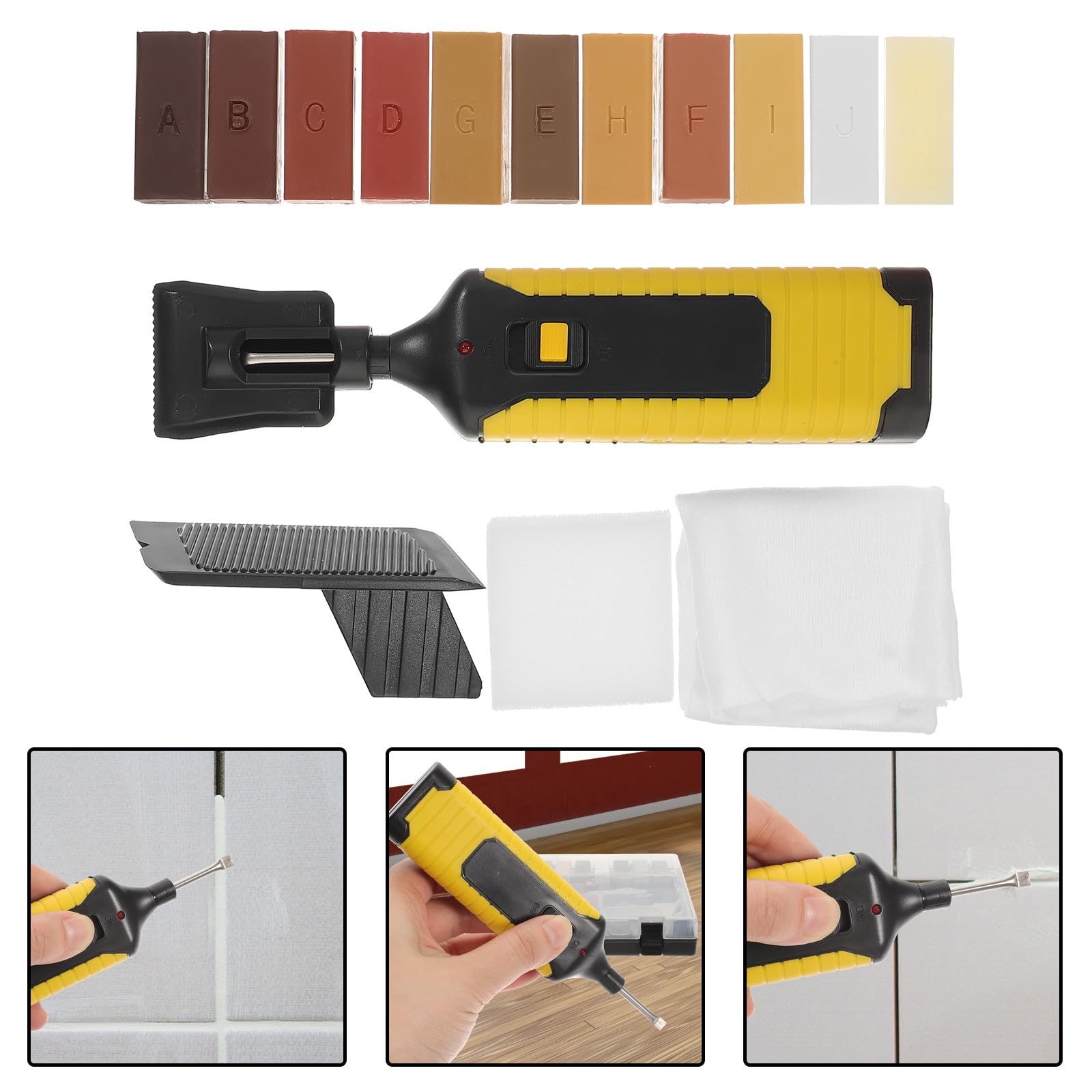 Kit de Reparación de Laminado 1 Juego de Cera Abs para Restauración | 11 Colores, Bloques de Cera Incluidos, para Muebles y Suelo Laminado, Artesanía Excelente