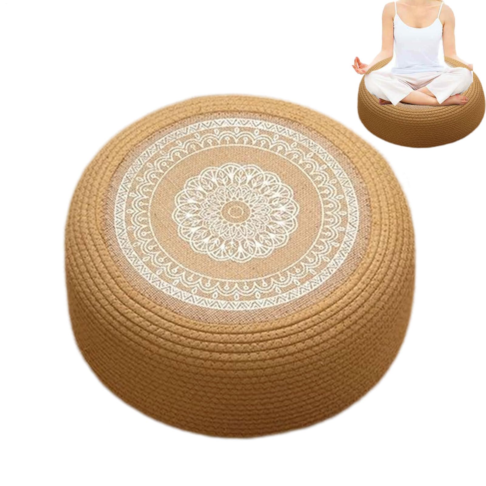 Cojín de Meditación para el Suelo Tejido de Paja
