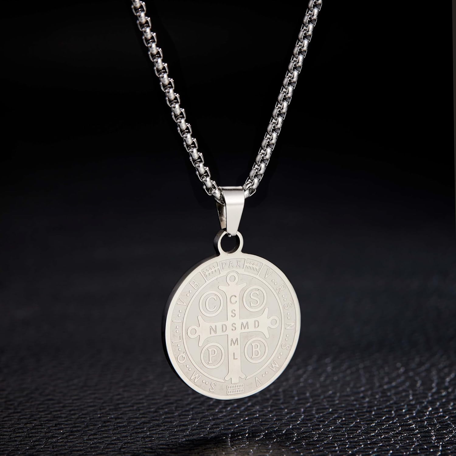 St Benedict Medals Necklace for Men Women Stainless Steel Cross Bible Verse Protection Pendant Necklace Saint Catholic Christian Jewelry Gifts - Image 5