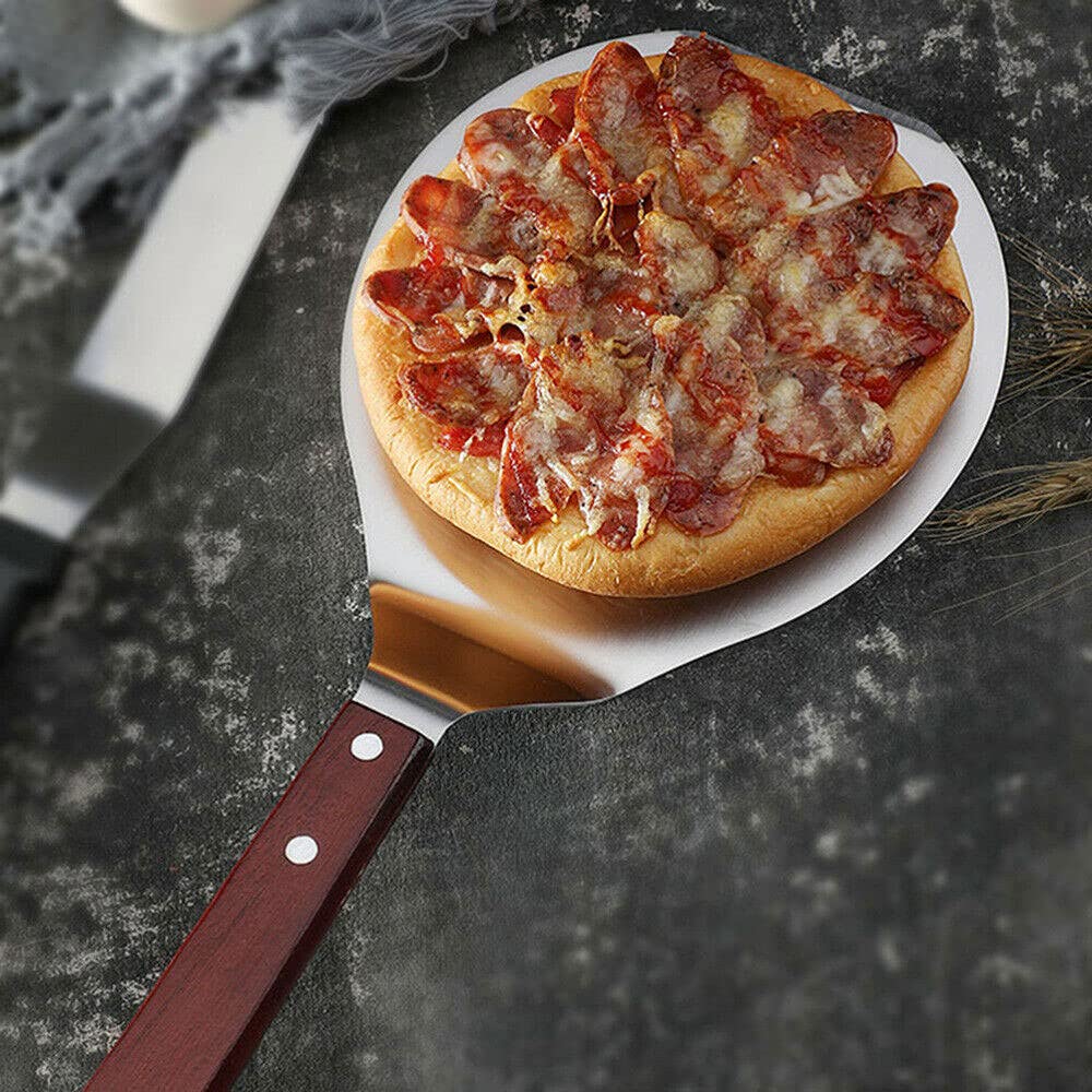 Pala Pizza Pala for pizza de acero inoxidable, pala for redonda metal, espátula for con mango madera, bandeja transferencia for levantar pasteles, for
