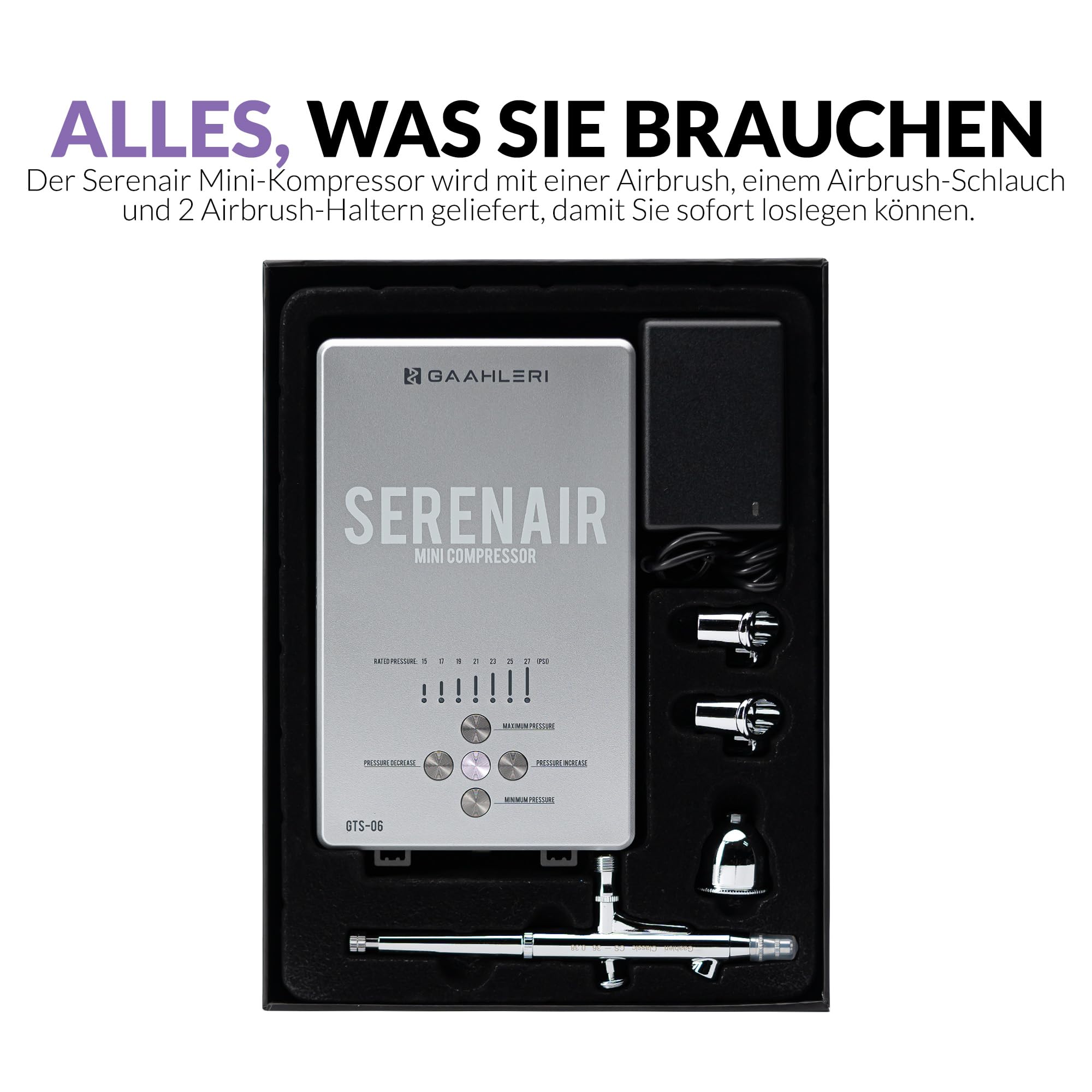 Gaahleri Ambition Serie GTS-06 Airbrush-Set mit Luftkompressor und Luftkontrolle