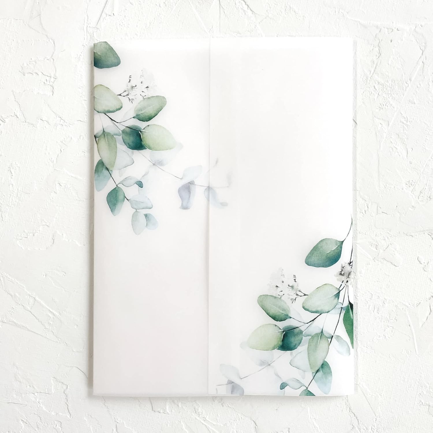 Eucalyptus Vellum Invitation Jacket for 5 x 7 Wedding