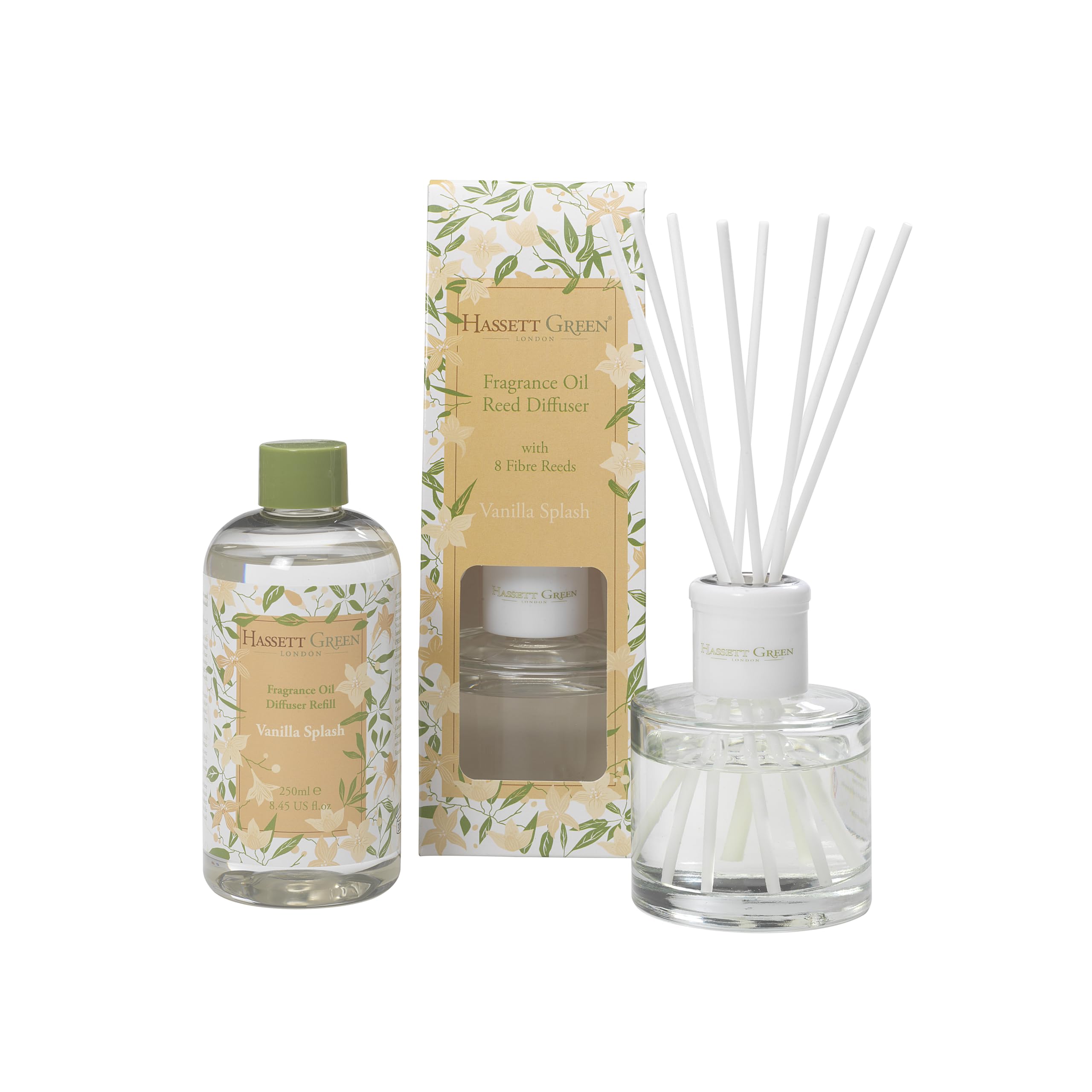 Hassett Green Vanilla Splash - Reed Diffuser and Refill Combination Set