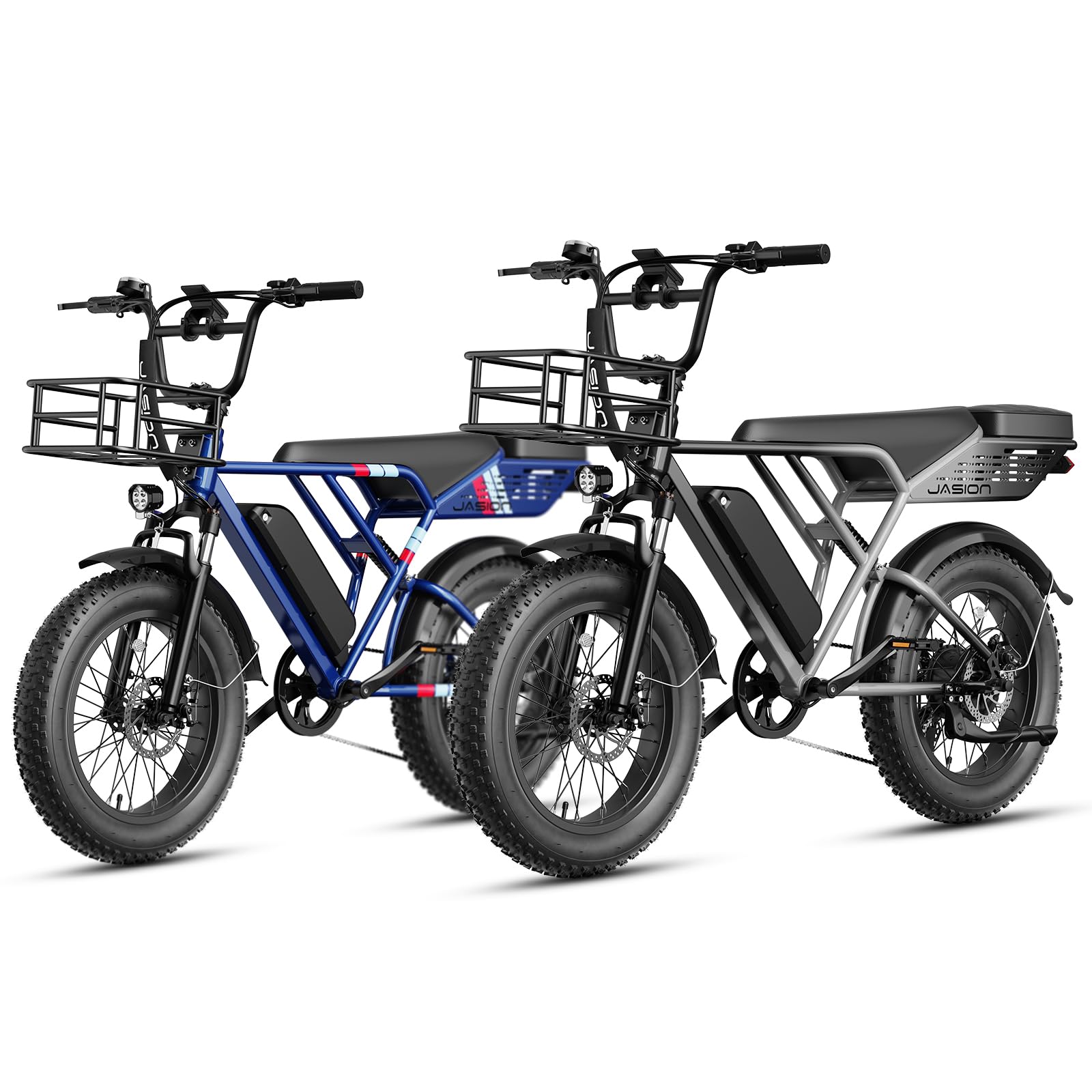 Jasion RetroVolt Electric Bike for Adults,【2000W Peak Motor & 30MPH & 70Miles】 Electric Mountain Bike, Full Suspension Ebikes for Adults, 20" Fat Tire Ebike with 48V 13Ah Battery Electric Dirt Bike