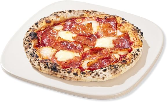 Pizza Stone, 12" x 11" x 0.47" Ceramic Coating & Cordierite Pizza Stones for Oven Grill BBQ, Heavy Duty Non Stick Baking Stone for Pizza & Bread, Unique Shape Design Grilling Stone White